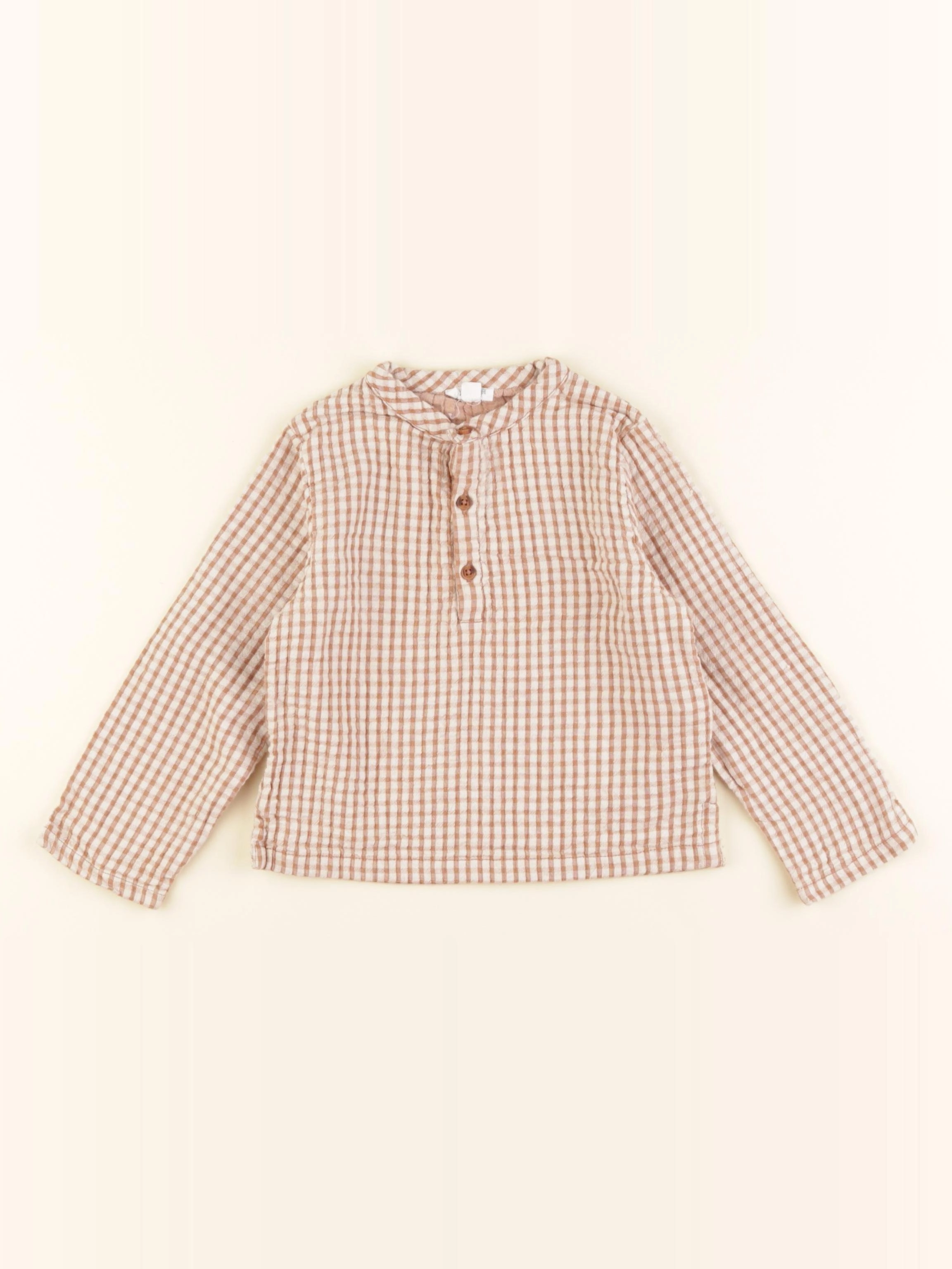 Vertbaudet - chemise beige, marron - 24 mois