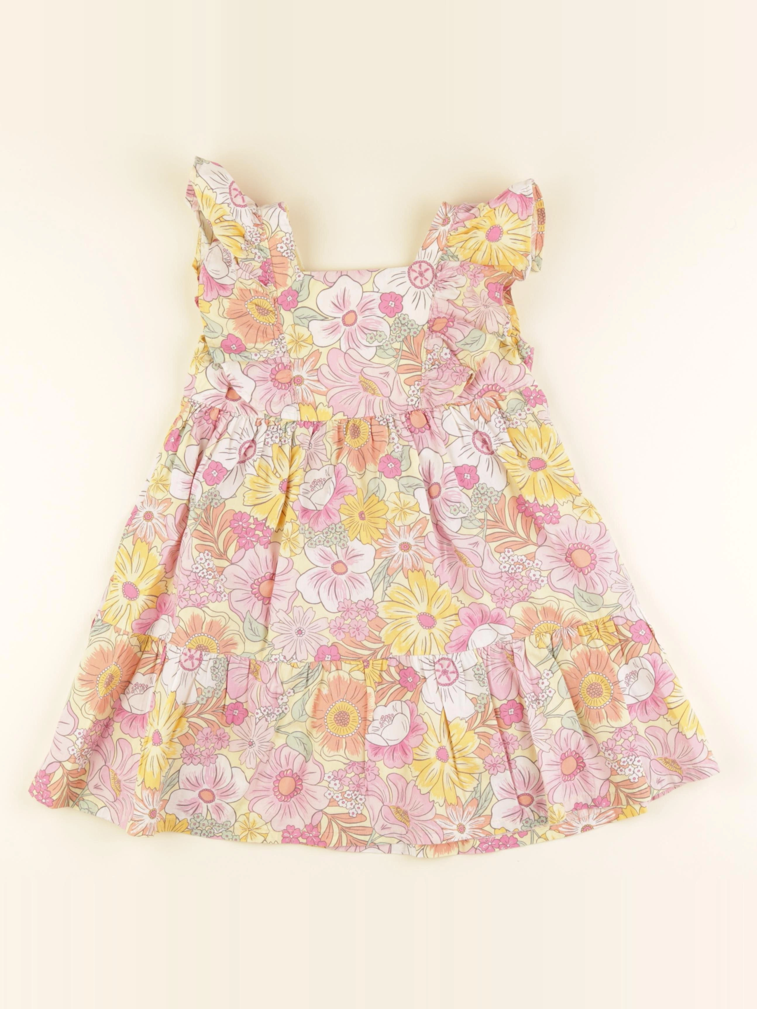 H&M - robe jaune, rose - 3 ans