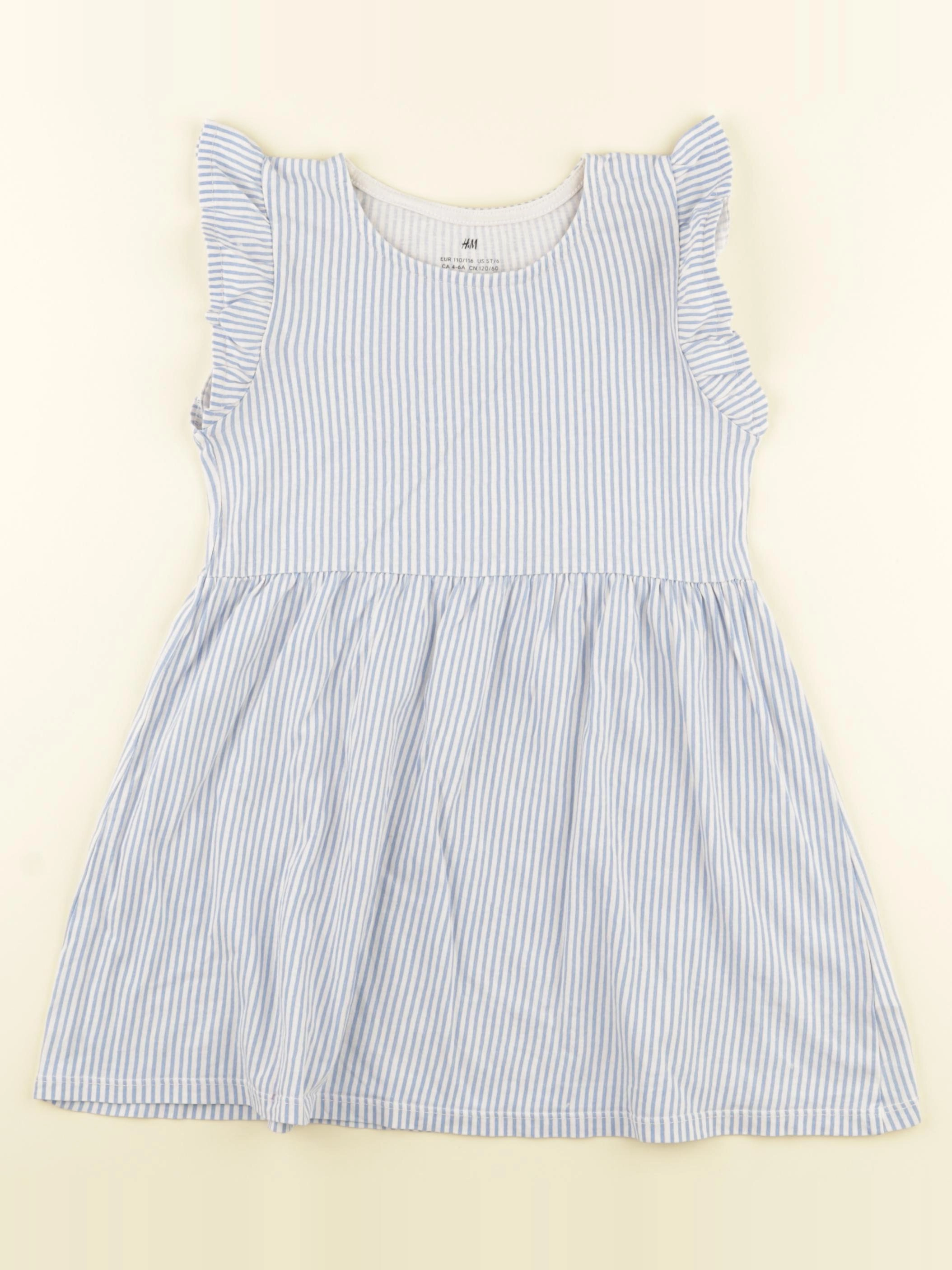 H&M - robe bleu, blanc - 4/6 ans