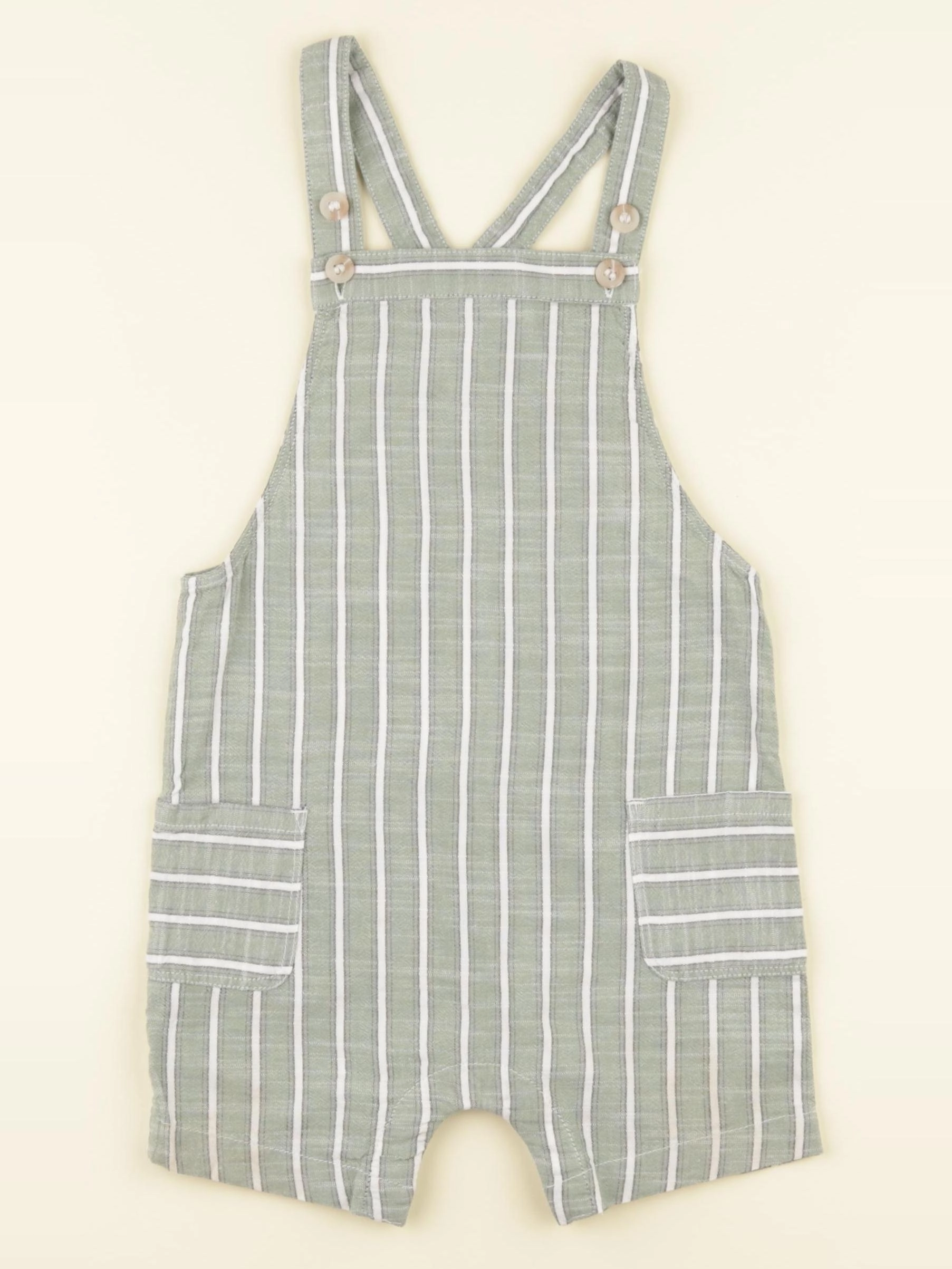 H&M - combinaison vert, blanc - 12/18 mois