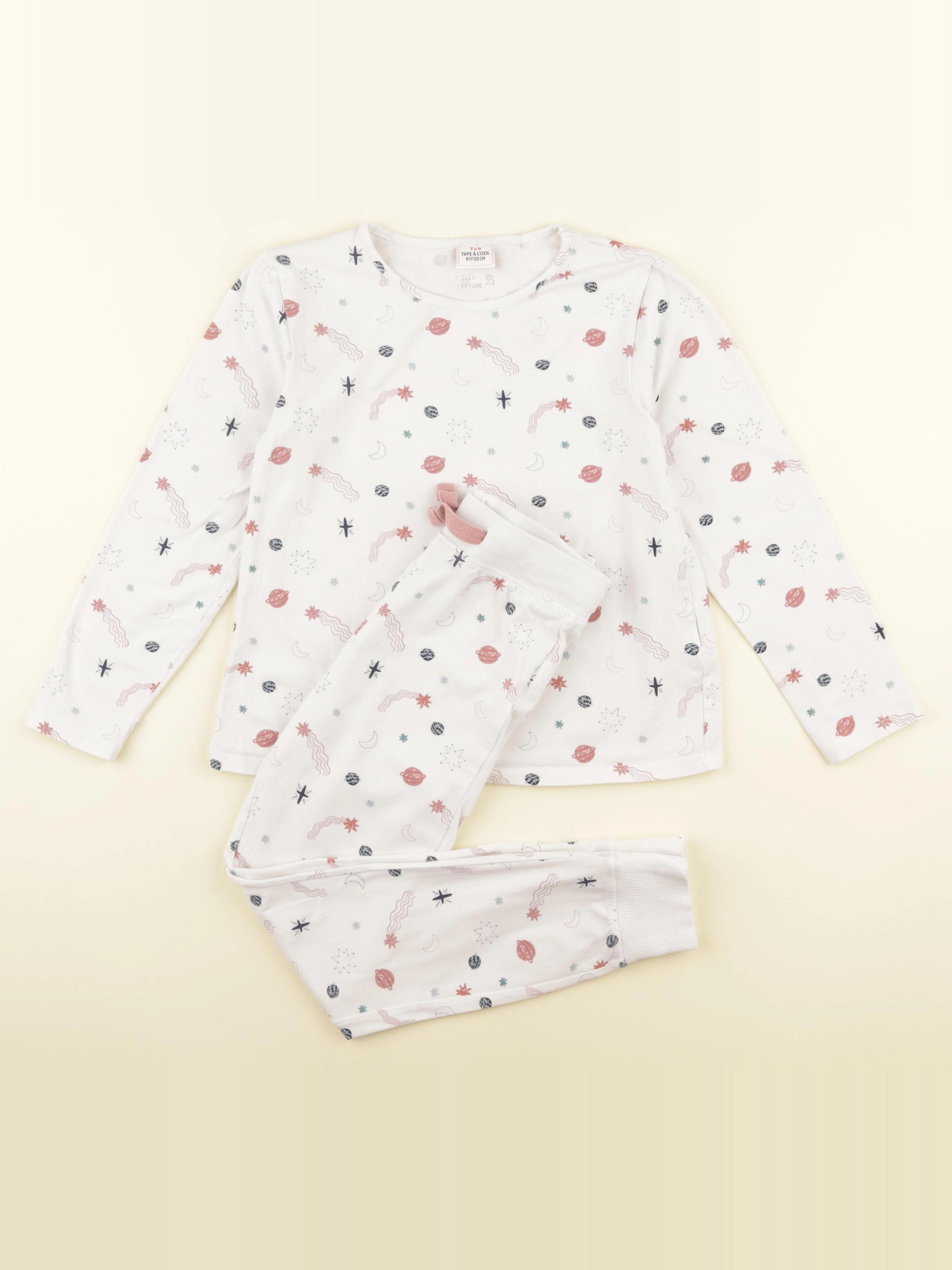Tape à l'oeil - pyjama coton blanc, rose - 8 ans