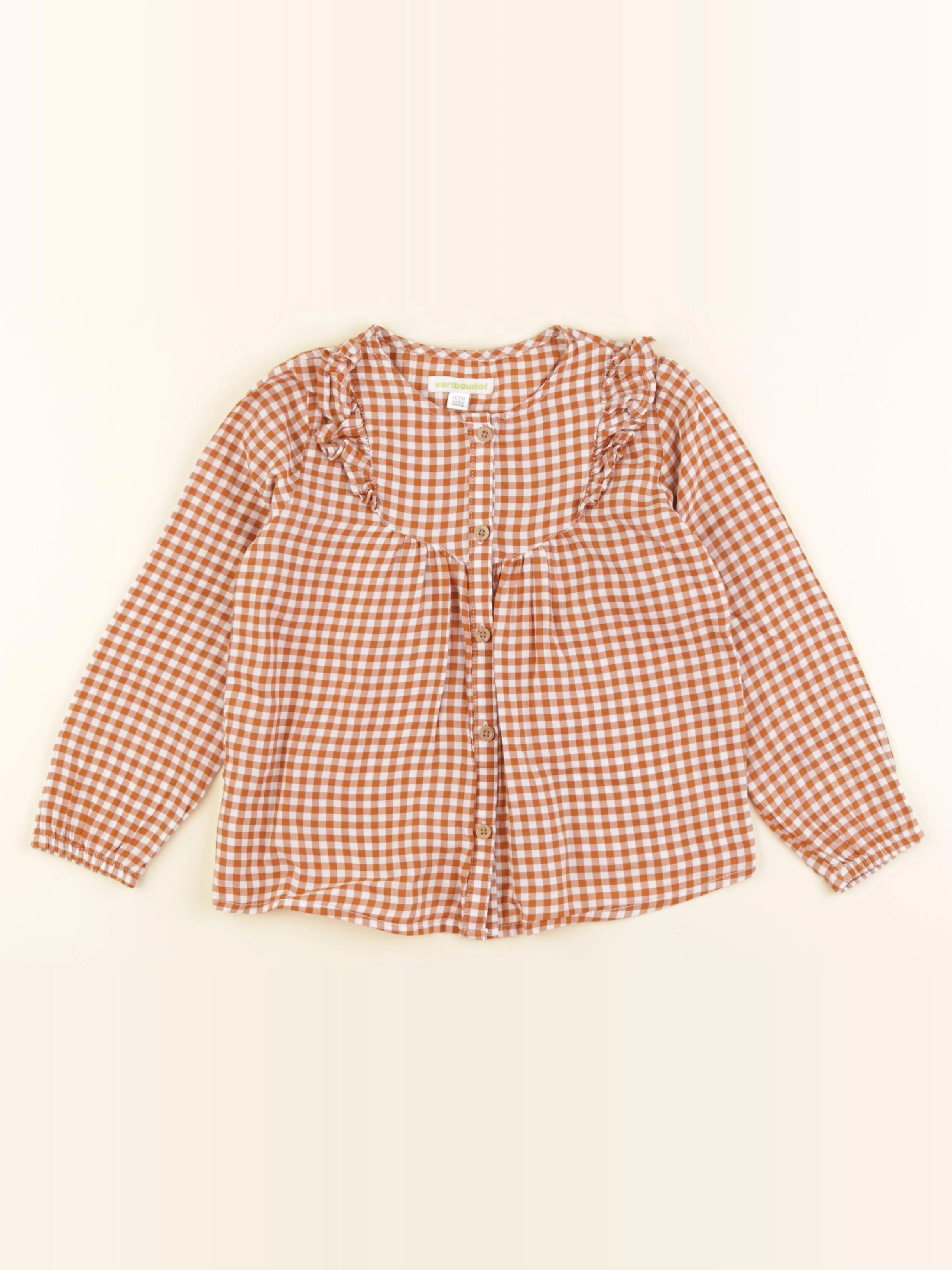 Vertbaudet - blouse marron, blanc - 5 ans