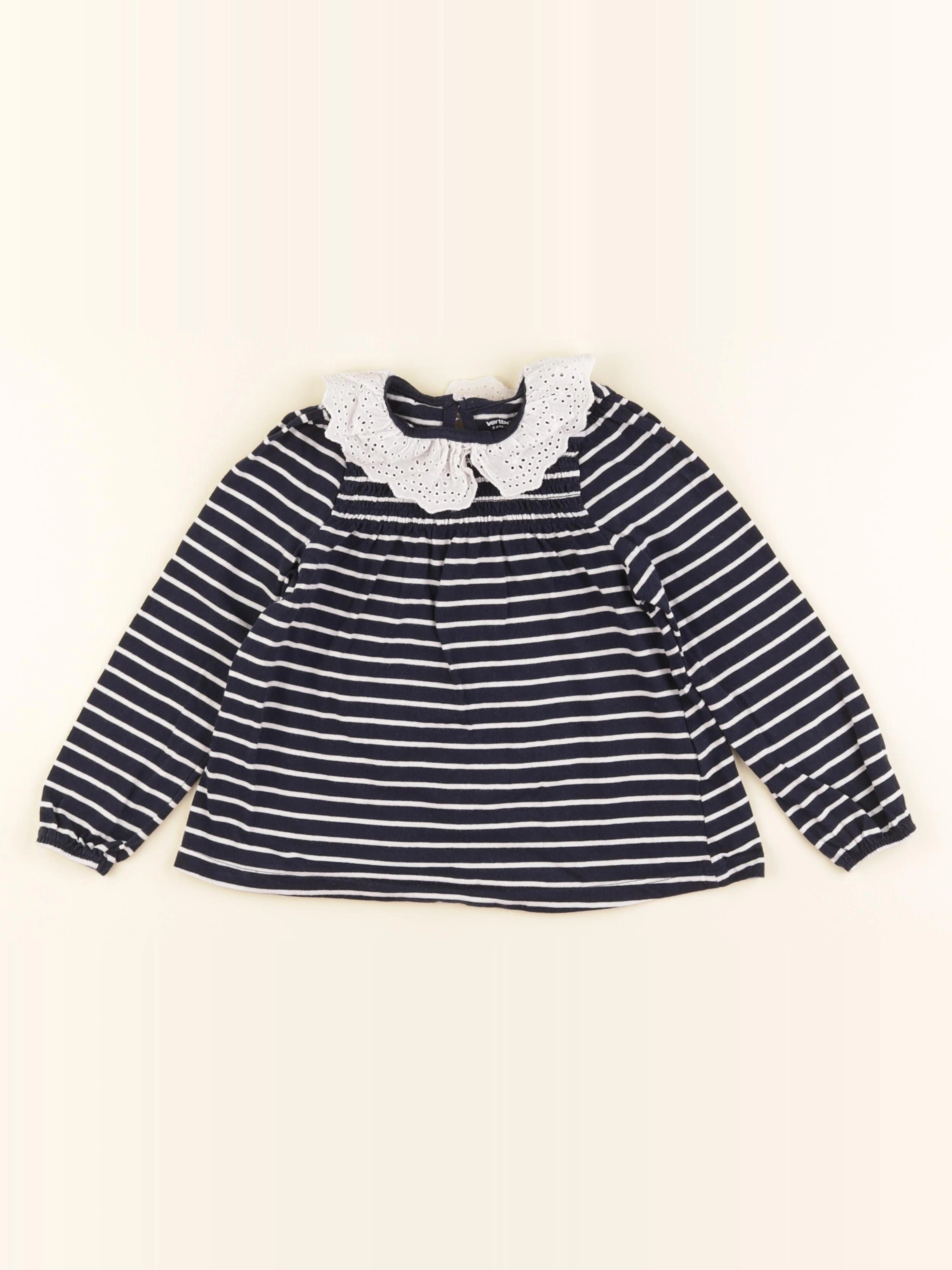 Vertbaudet - tee-shirt bleu, blanc - 5 ans