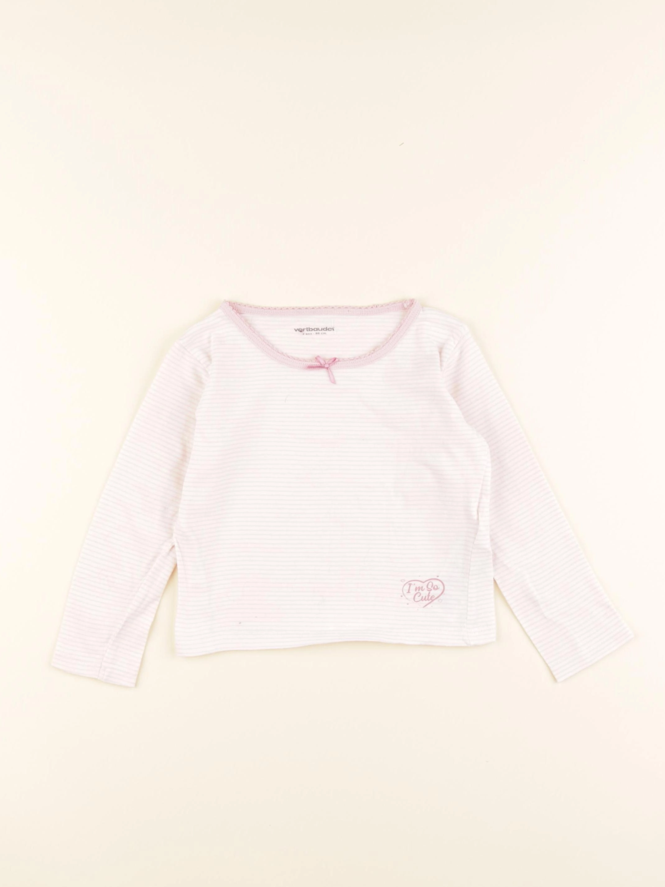 Vertbaudet - maillot de corps rose, blanc - 2 ans