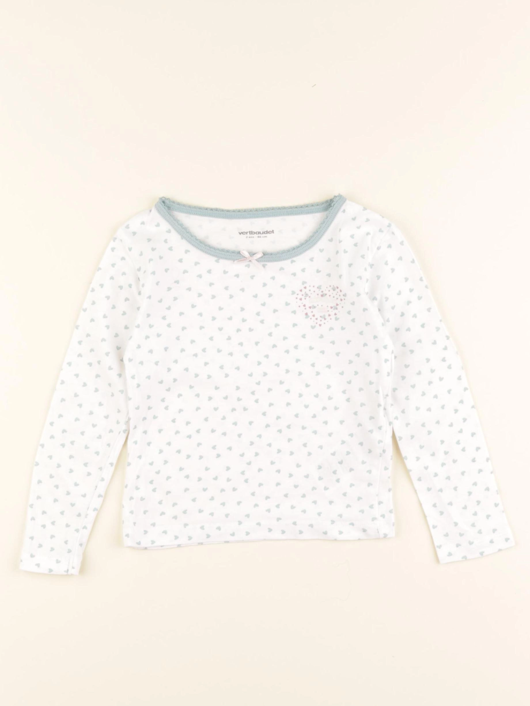 Vertbaudet - maillot de corps vert, blanc - 2 ans