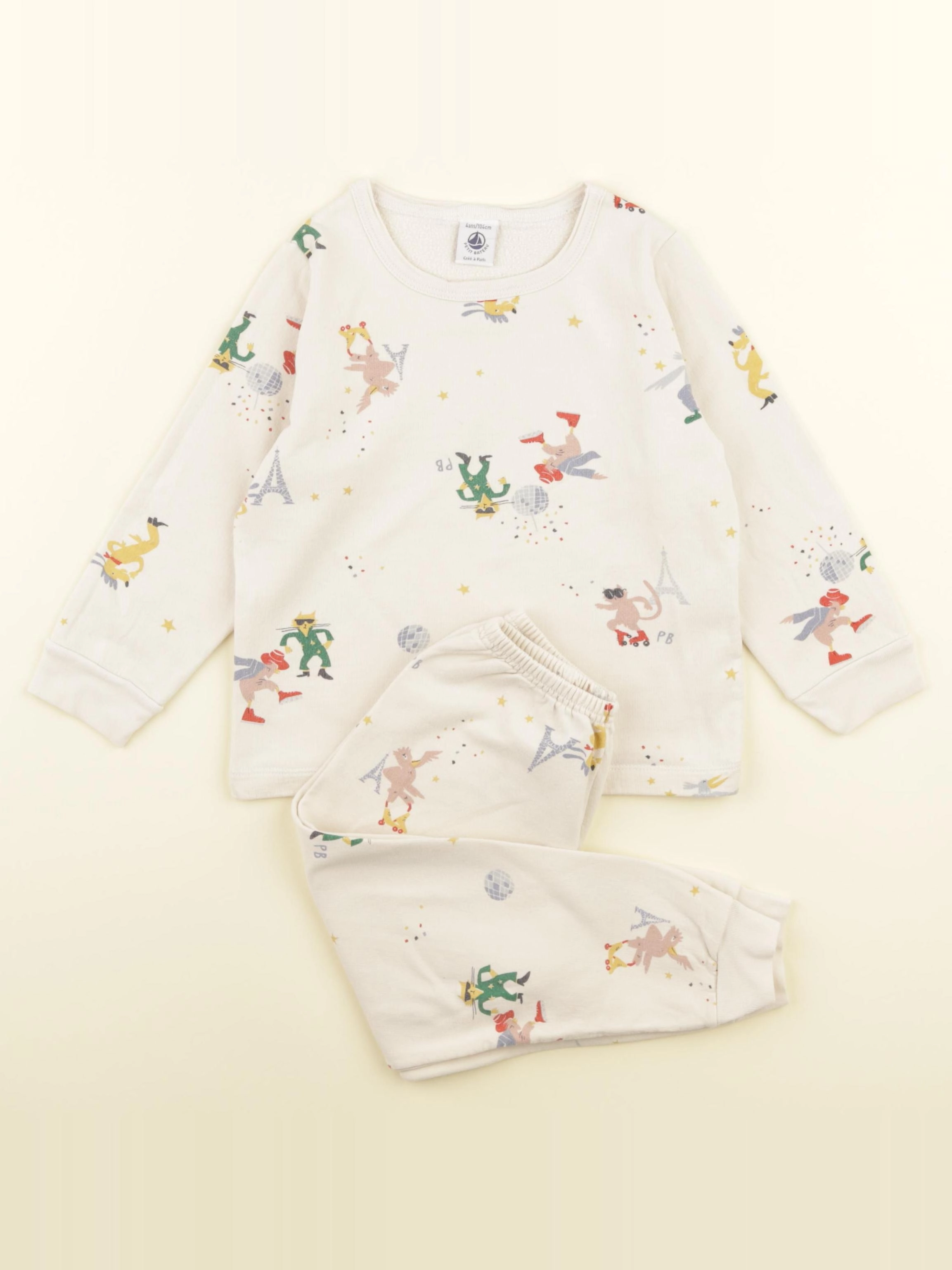 Petit Bateau - pyjama coton beige - 4 ans