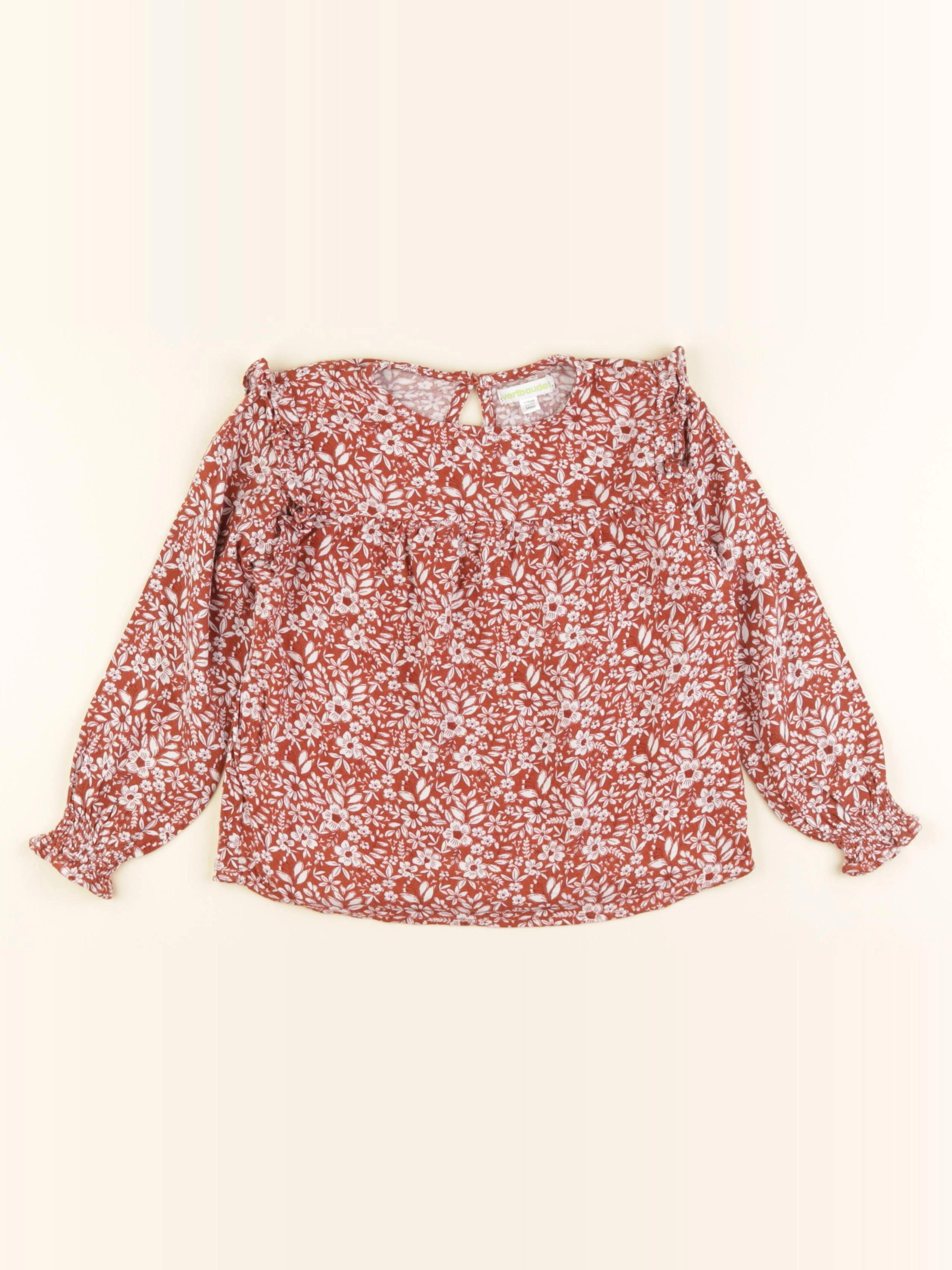 Vertbaudet - blouse marron, blanc - 5 ans