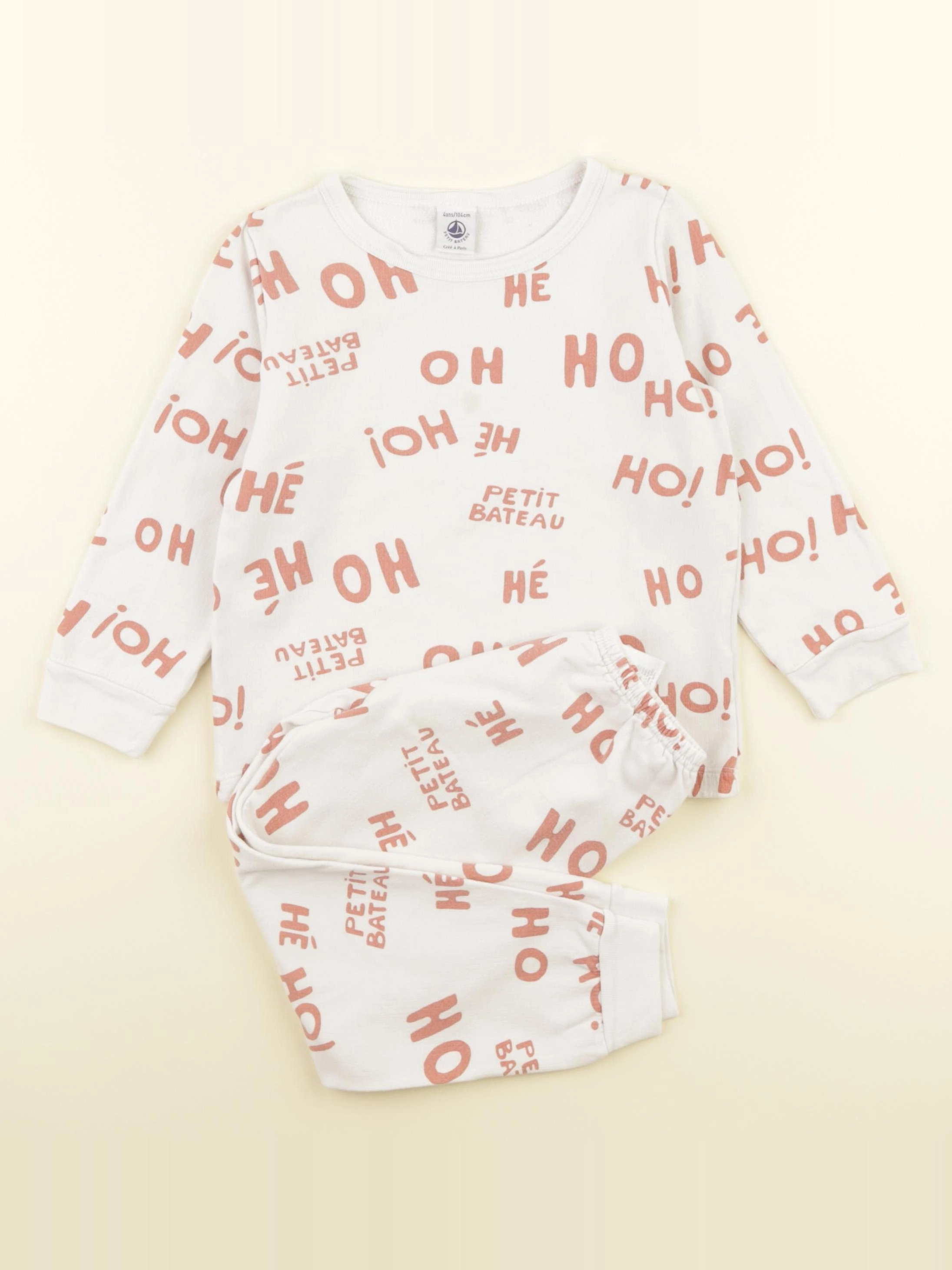 Petit Bateau - pyjama coton blanc - 4 ans