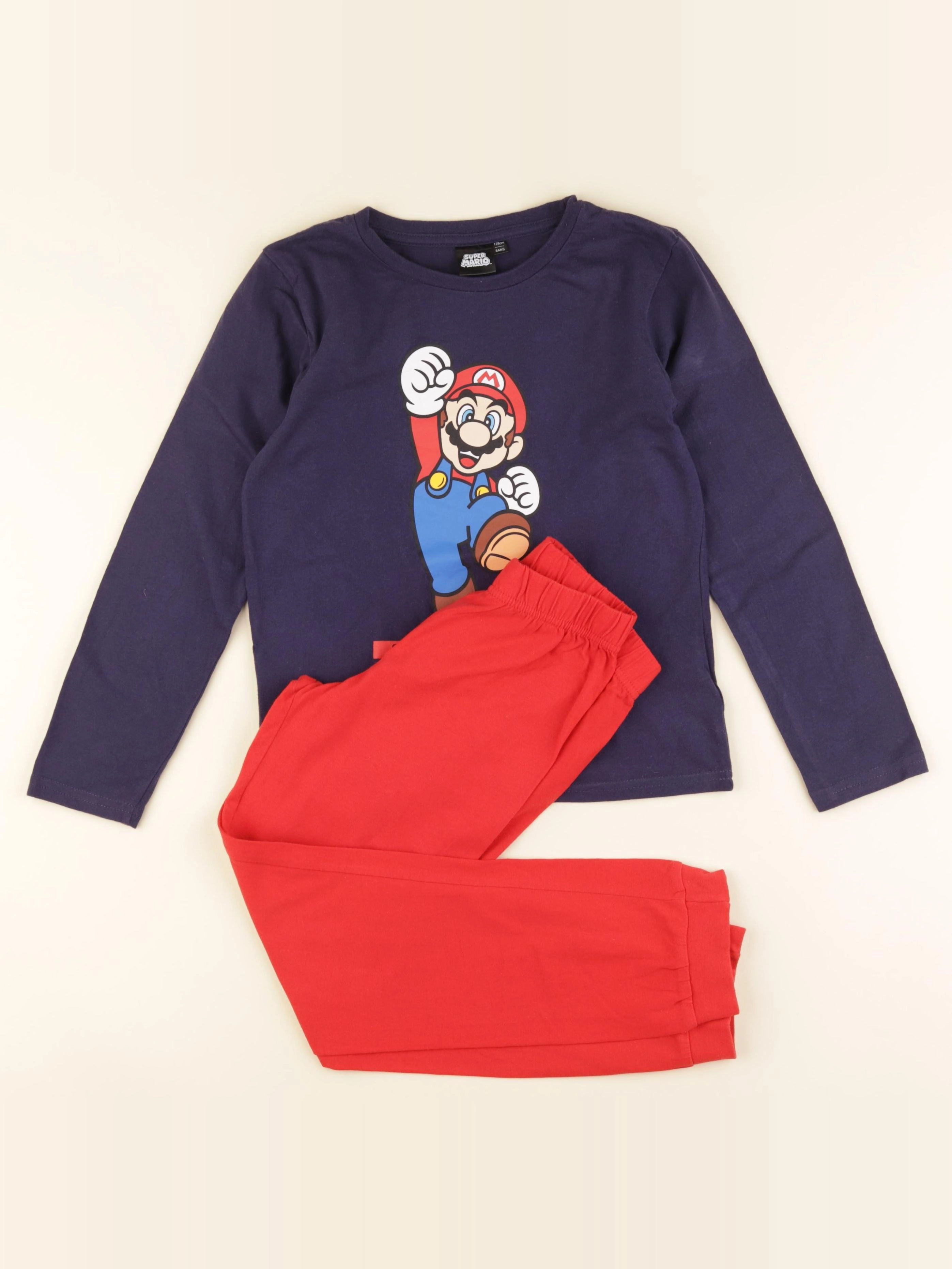 Vertbaudet - pyjama coton bleu, rouge - 8 ans