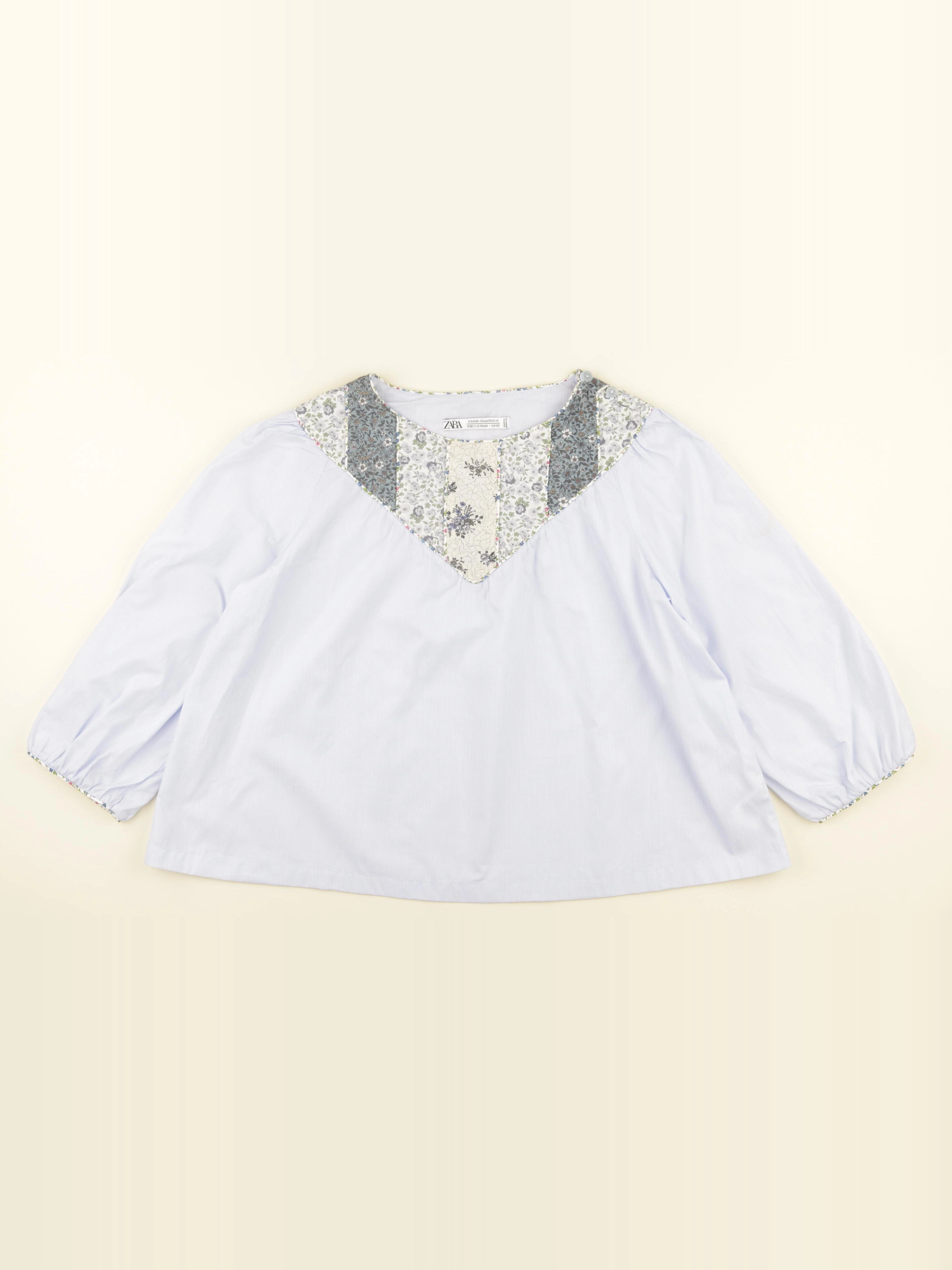 Zara - blouse bleu, blanc - 11/12 ans