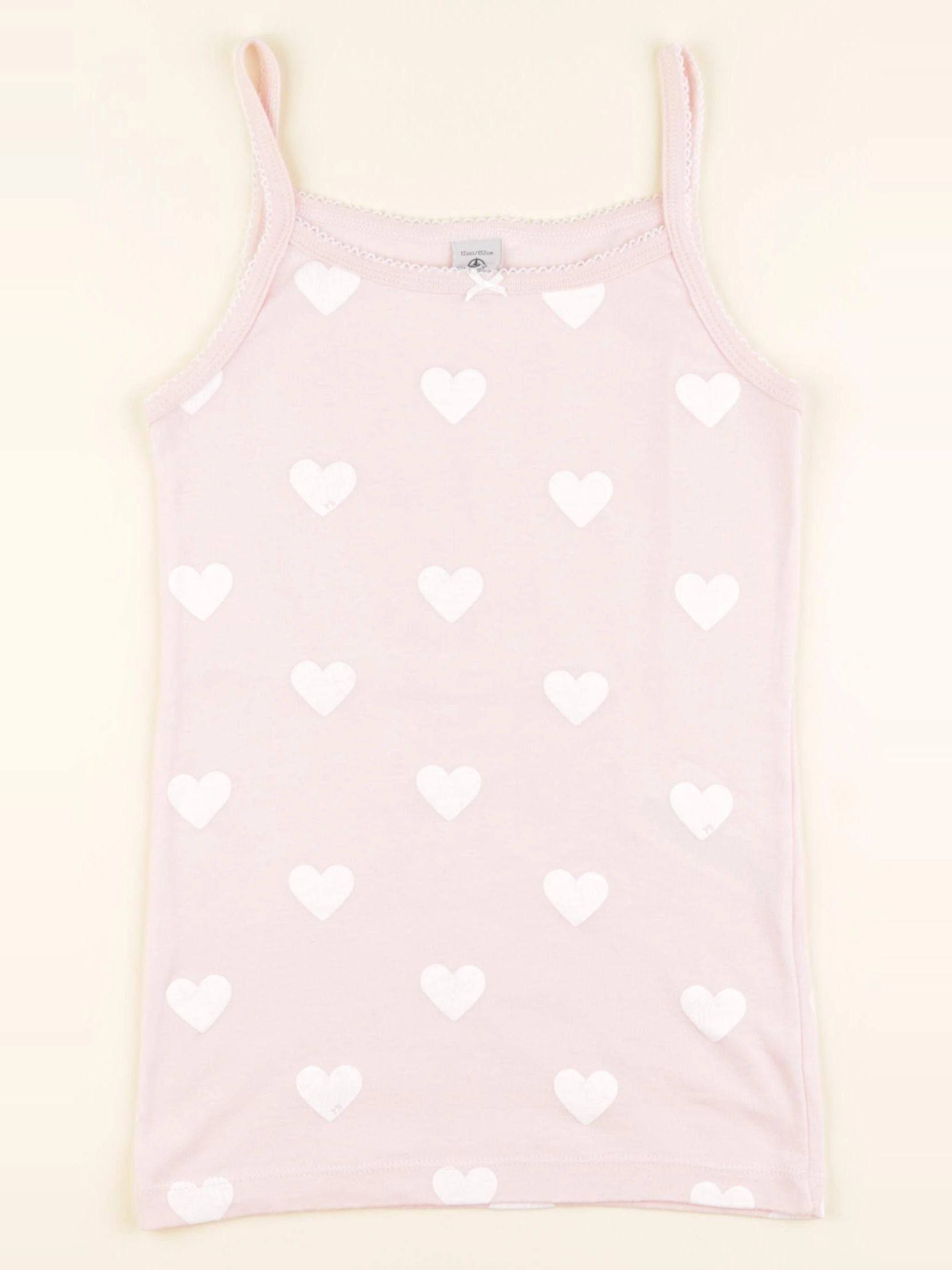 Petit Bateau - maillot de corps rose, blanc - 12 ans