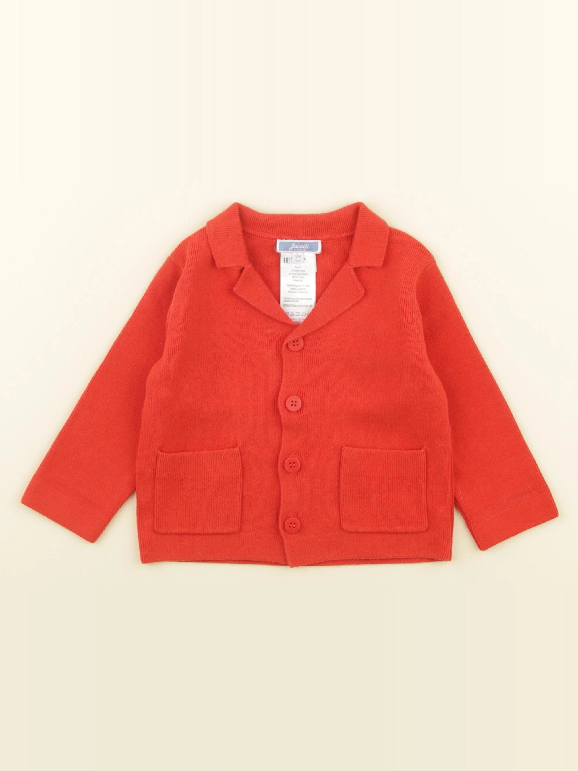 Jacadi - gilet orange - 12 mois