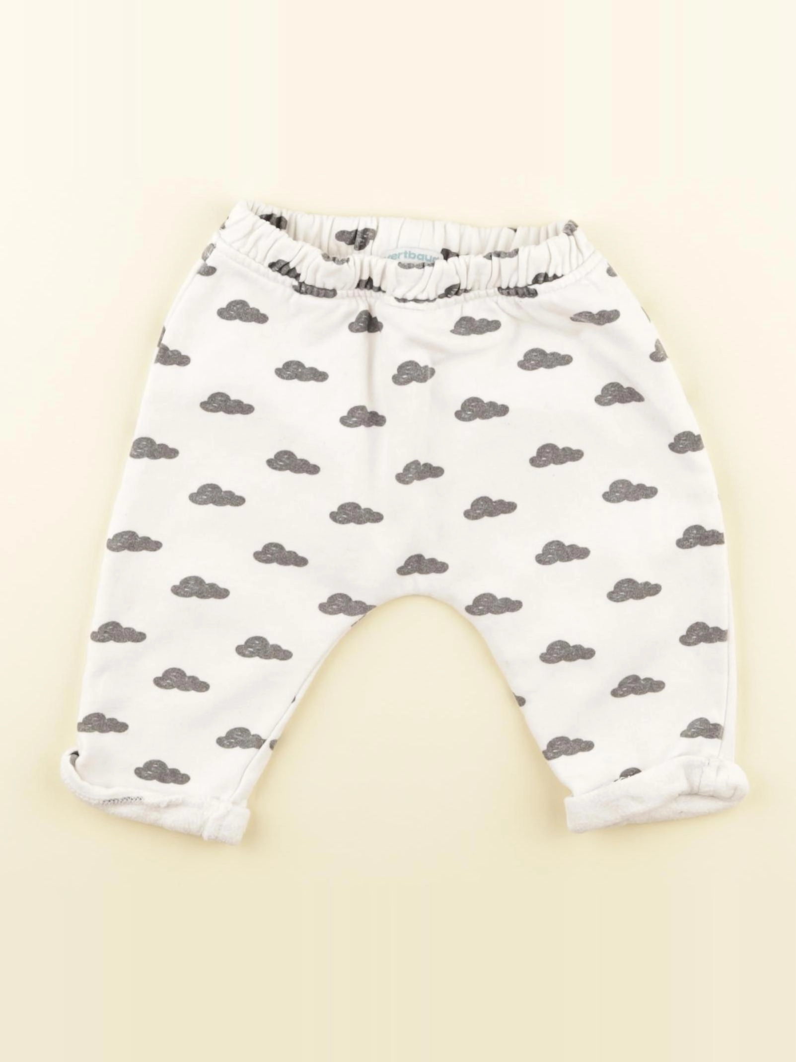 Vertbaudet - sarouel blanc, gris - 6 mois