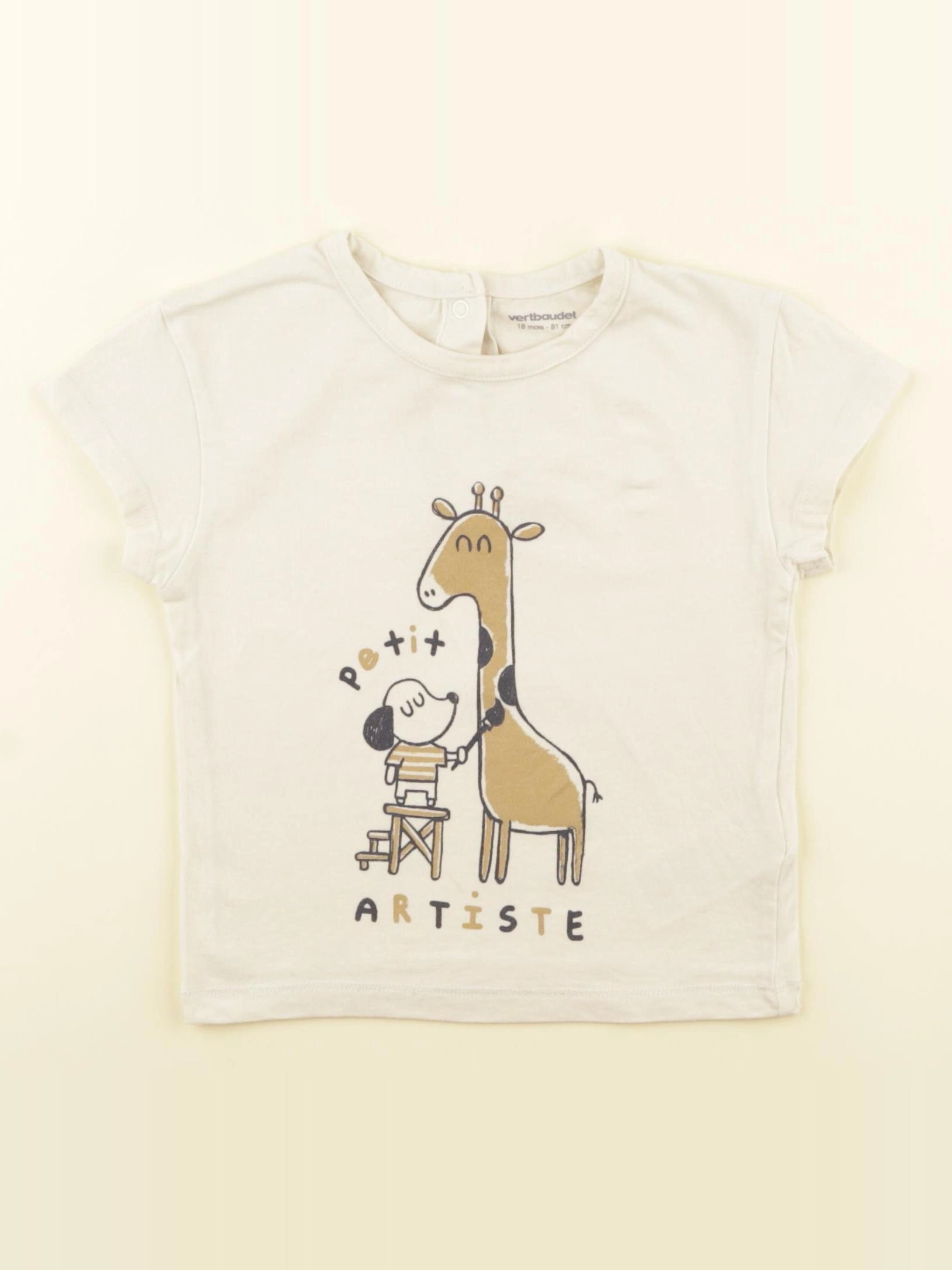 Vertbaudet - tee-shirt beige - 18 mois