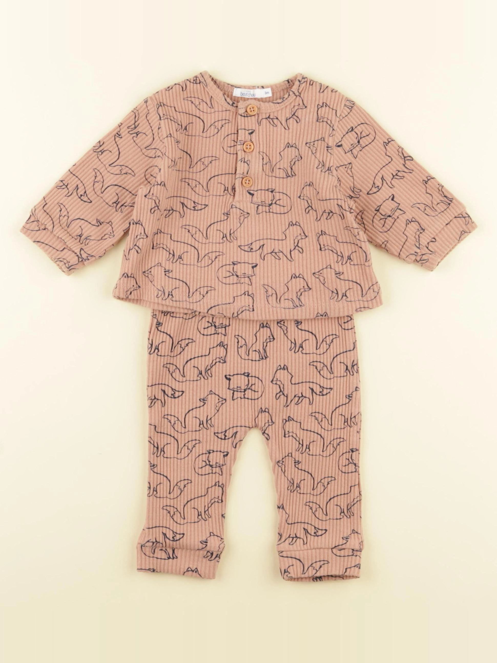 Boutchou - pyjama coton rose - 3 mois