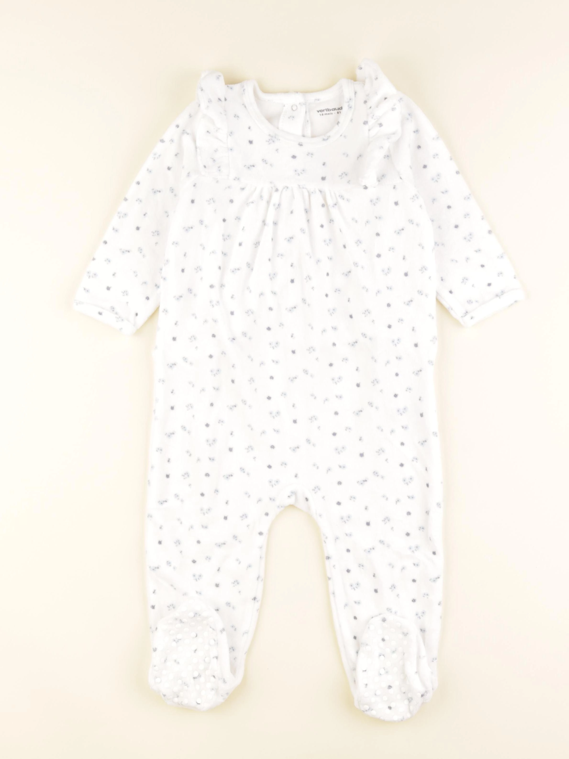Vertbaudet - pyjama velours blanc, bleu - 18 mois