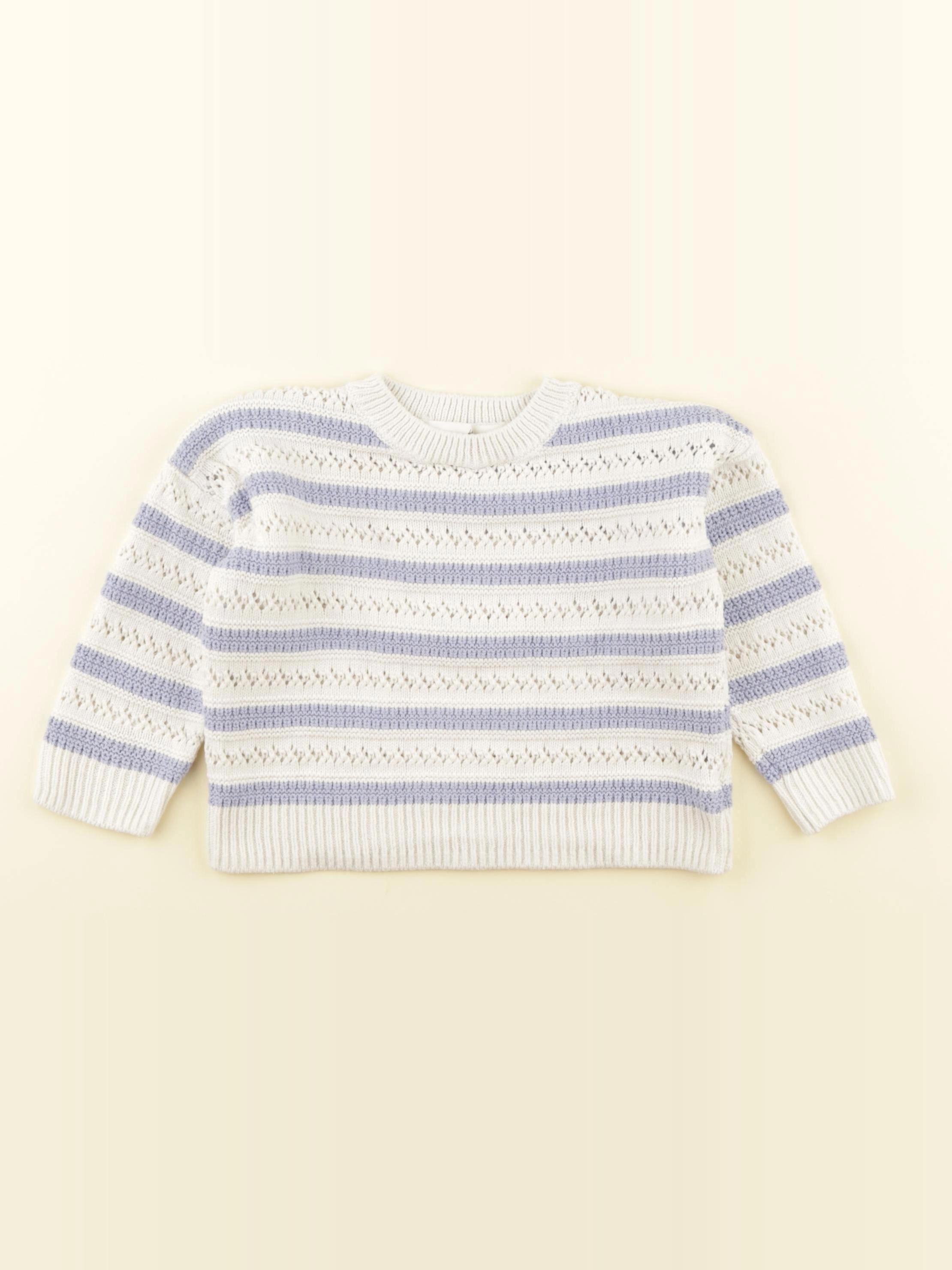 H&M - pull blanc, bleu - 18/24 mois