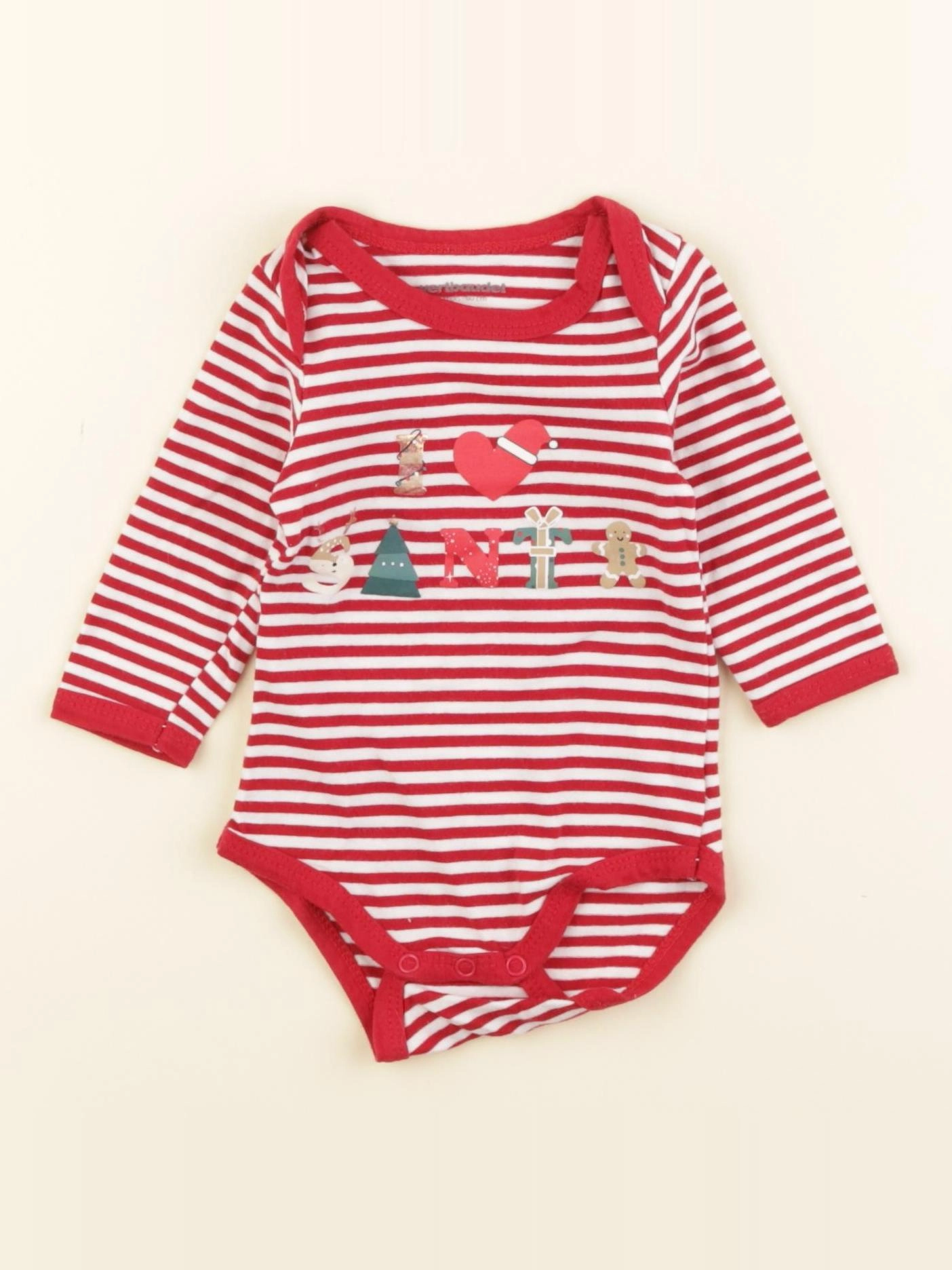 Vertbaudet - body blanc, rouge - 3 mois