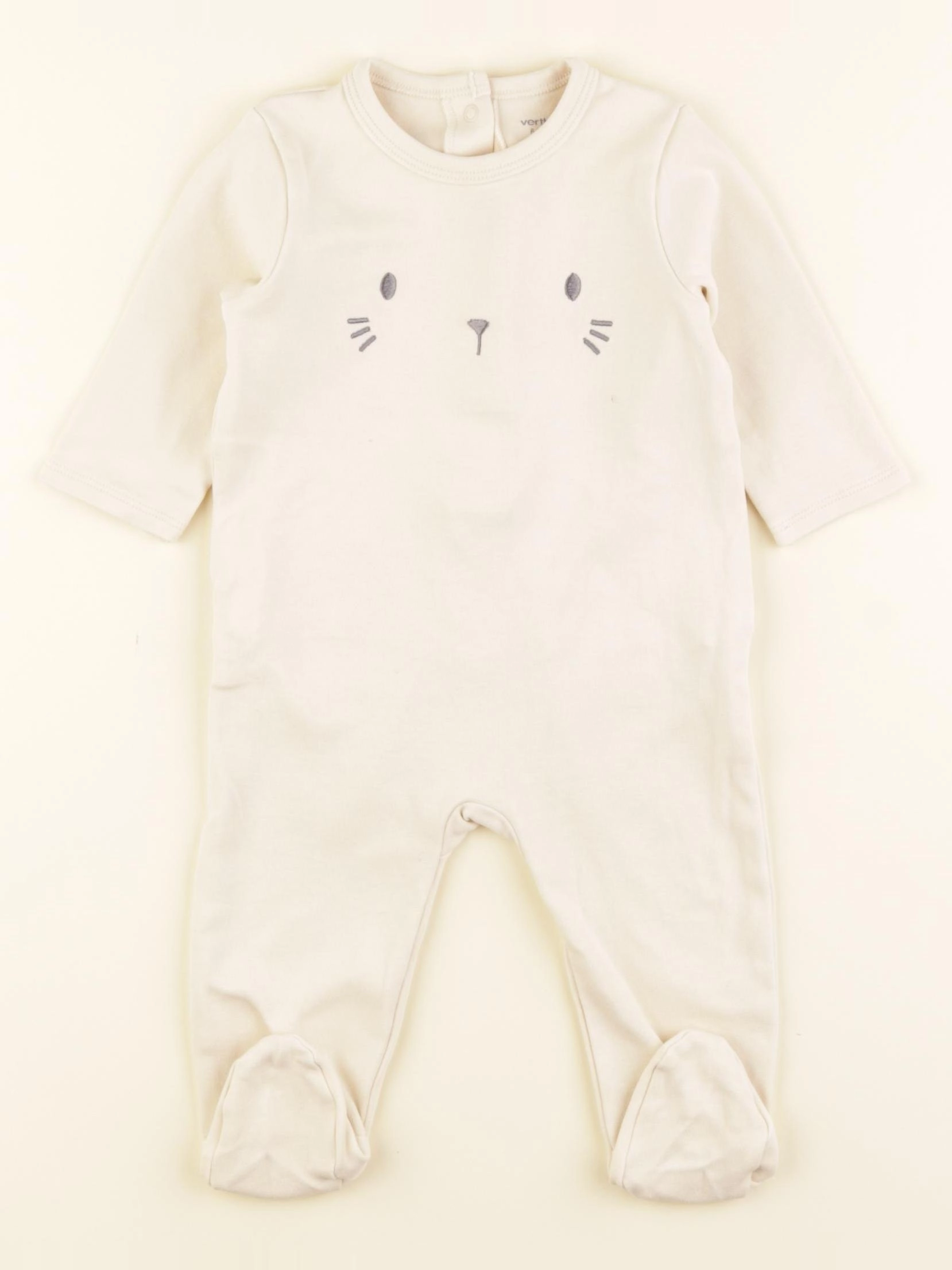 Vertbaudet - pyjama coton beige - 6 mois