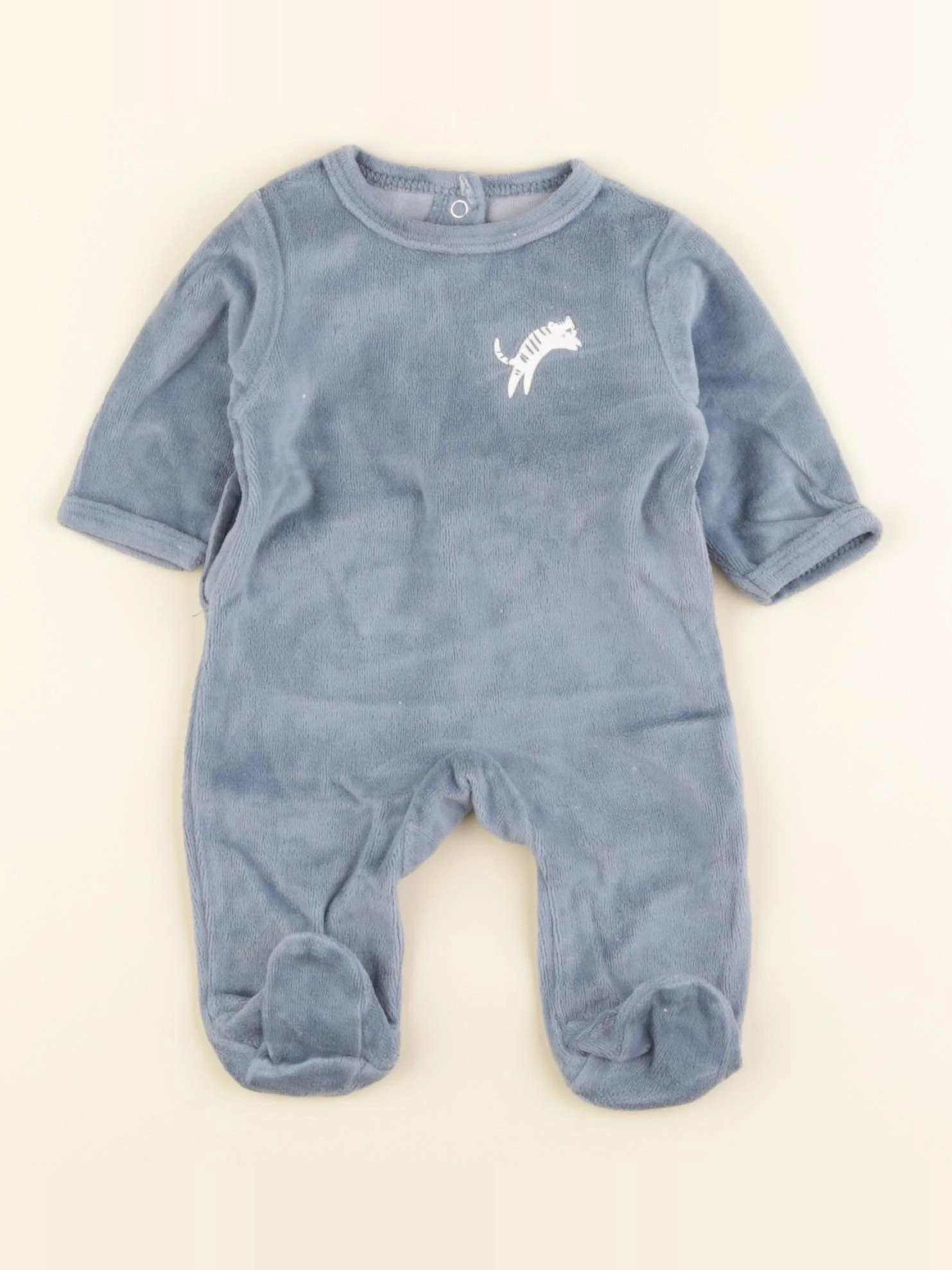Vertbaudet - pyjama velours bleu - 0 mois