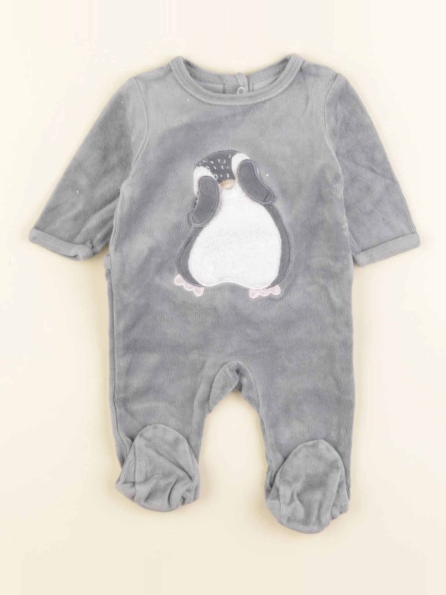 Vertbaudet - pyjama velours gris - 1 mois
