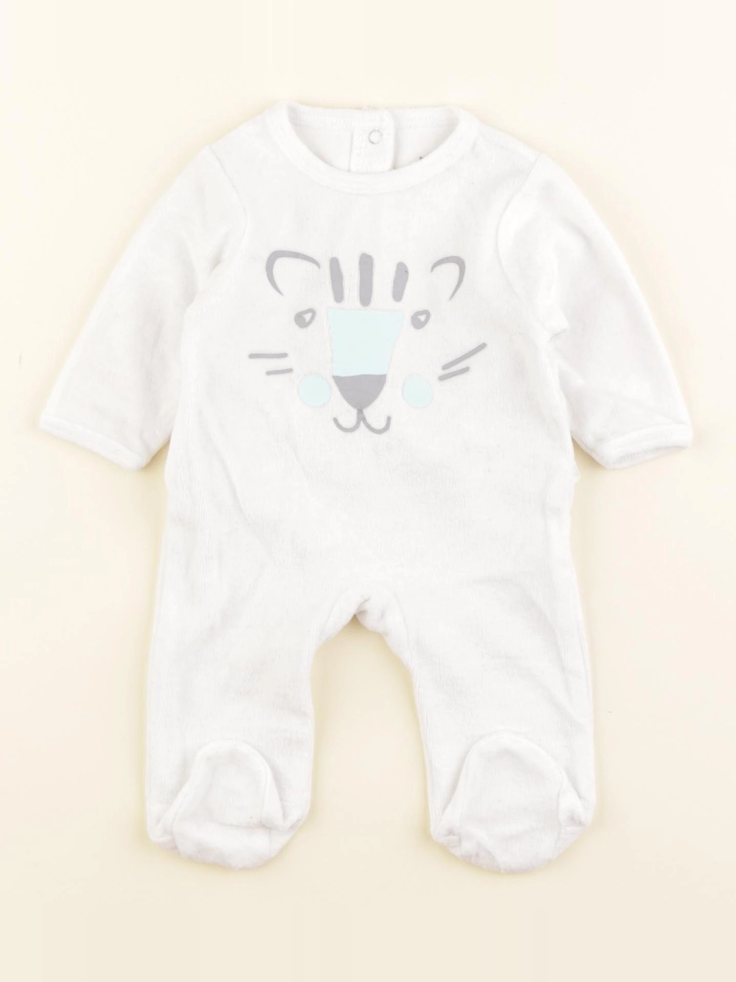 Vertbaudet - pyjama velours blanc - 0 mois