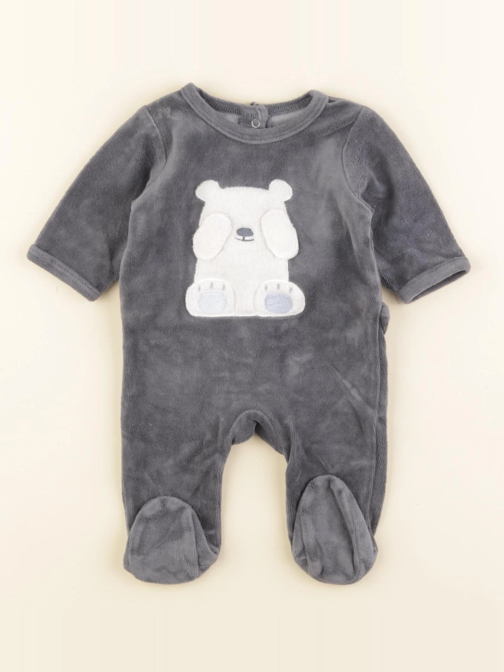 Vertbaudet - pyjama velours gris - 1 mois