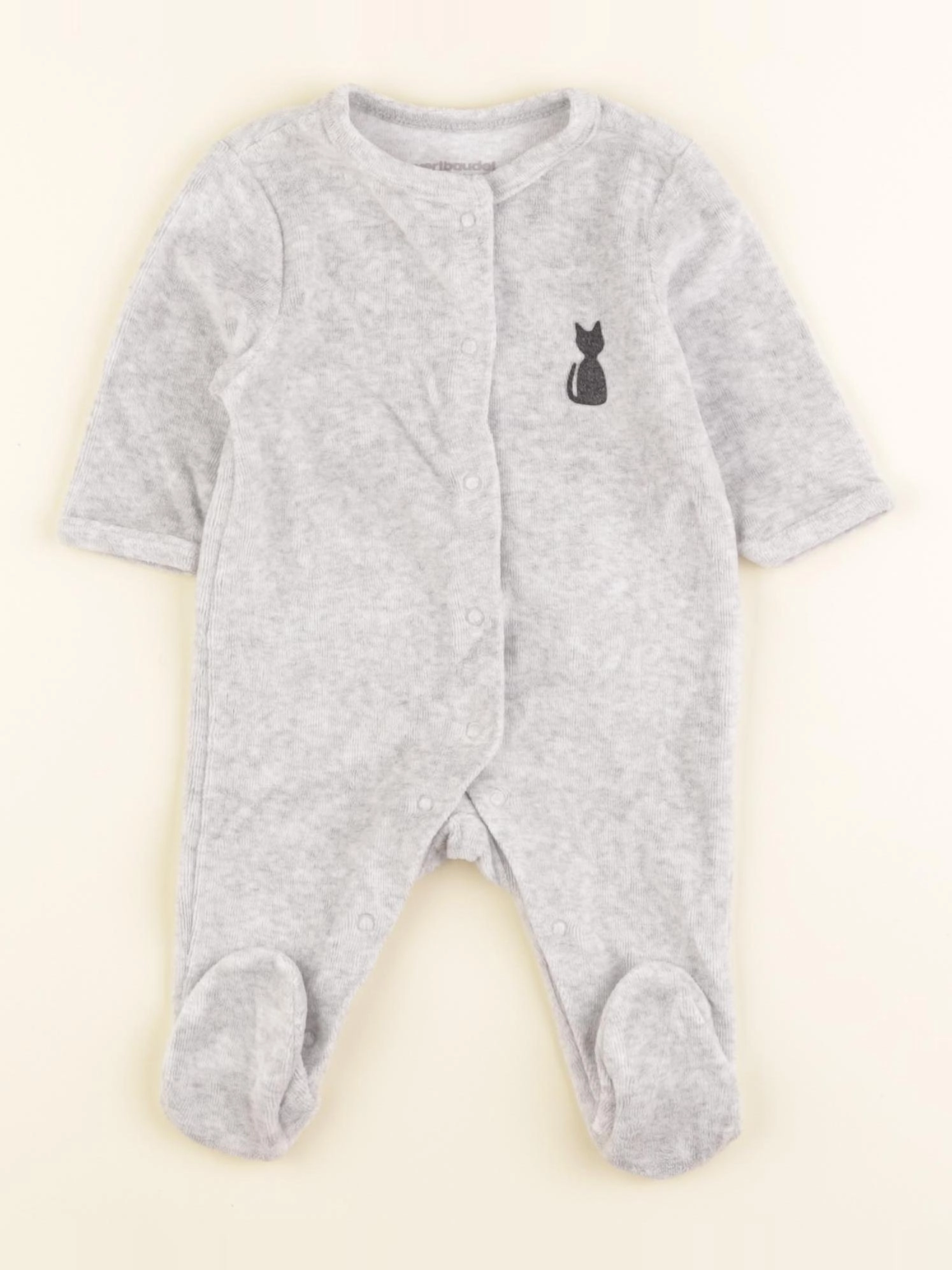 Vertbaudet - pyjama velours gris - 1 mois