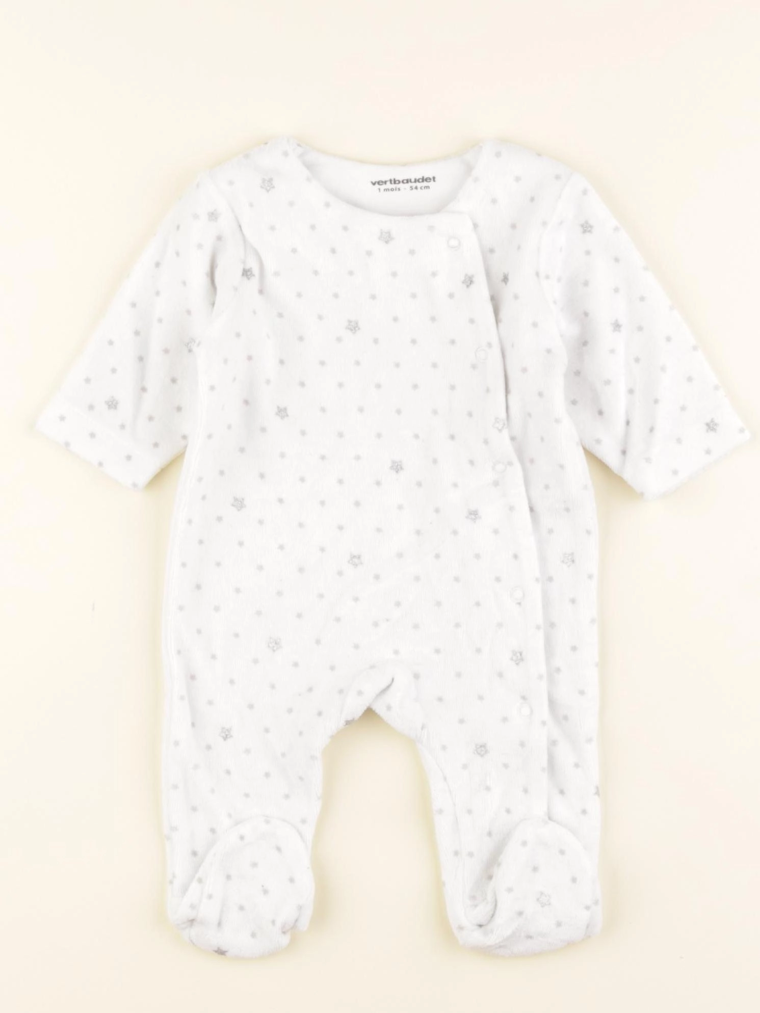 Vertbaudet - pyjama velours blanc - 1 mois