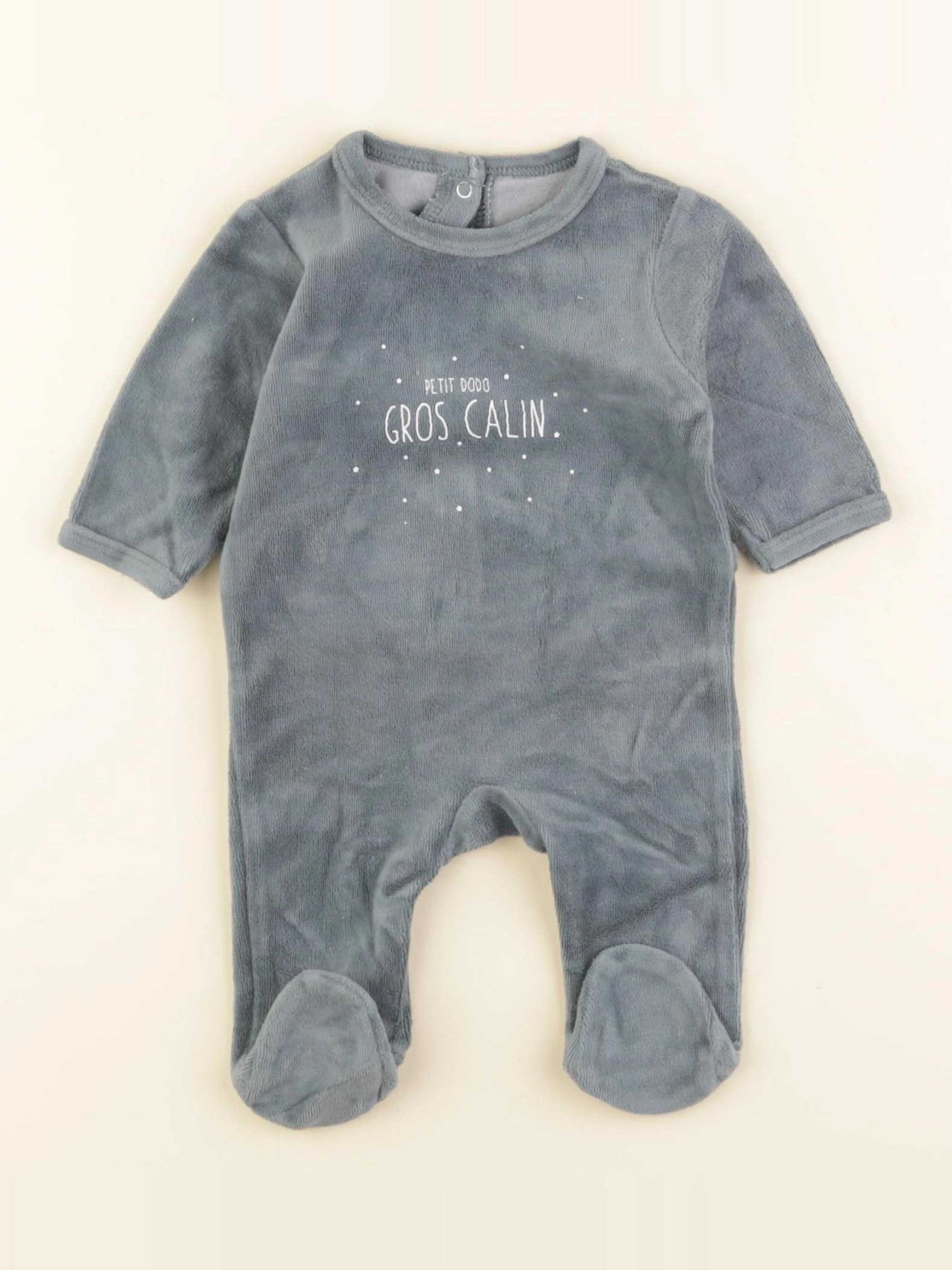 Vertbaudet - pyjama velours gris - 1 mois