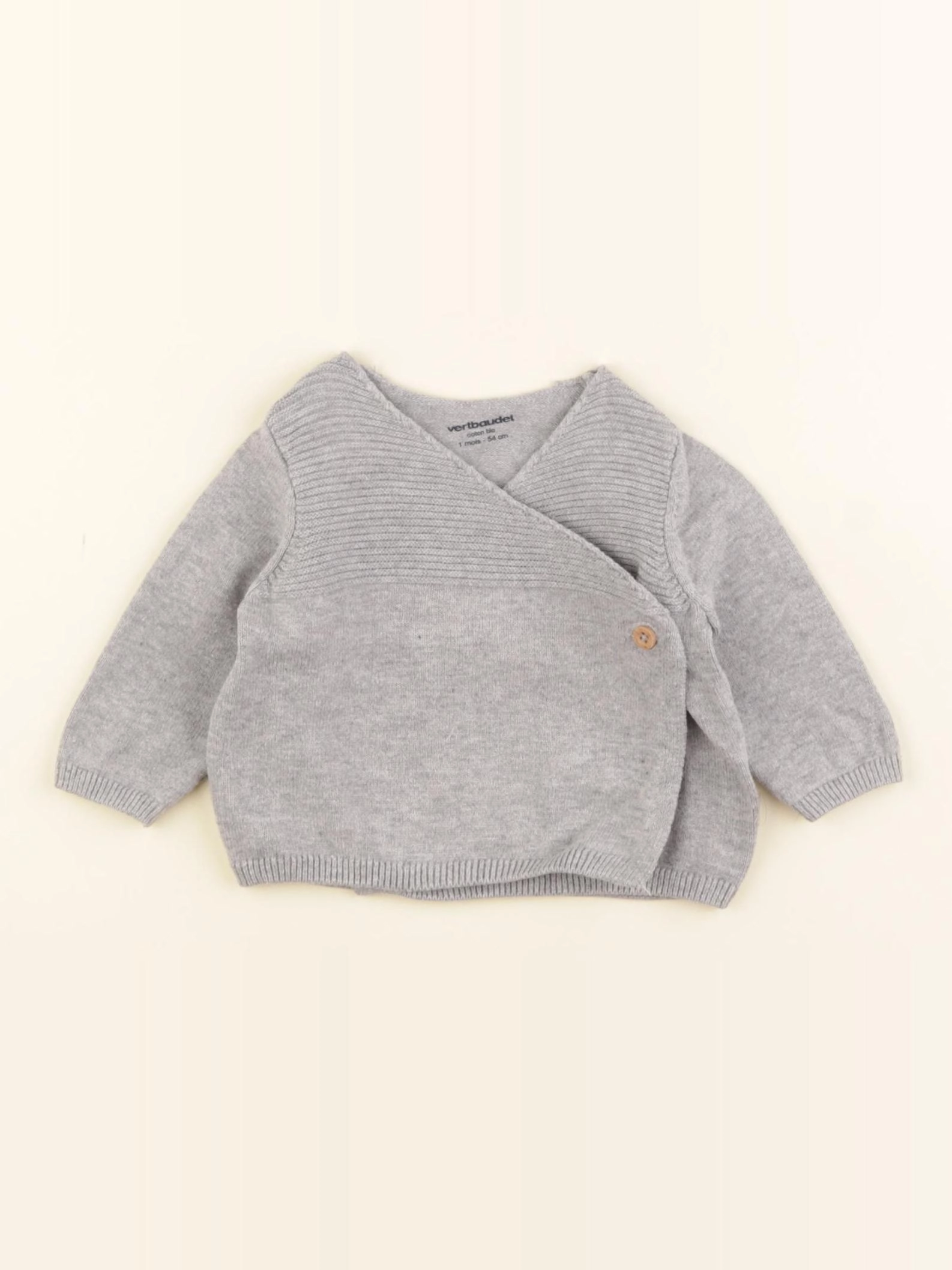 Vertbaudet - gilet gris - 1 mois