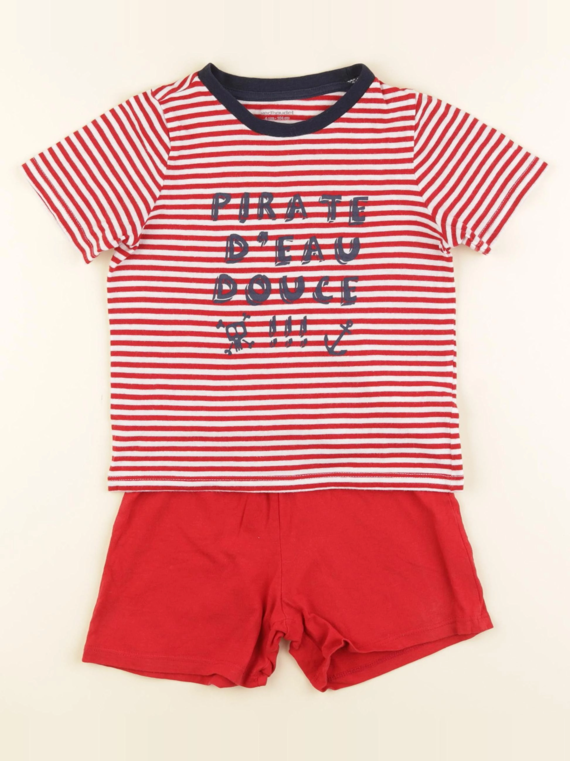 Vertbaudet - pyjama coton rouge - 4 ans