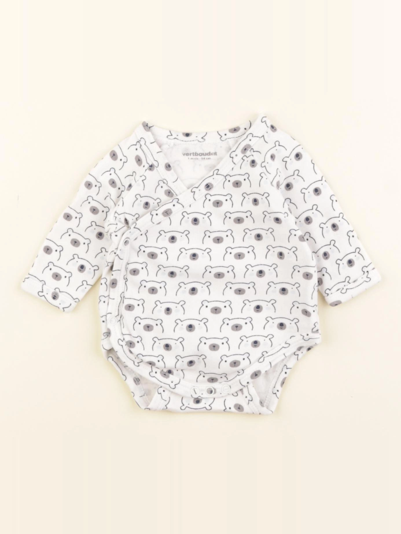 Vertbaudet - body blanc, bleu - 1 mois