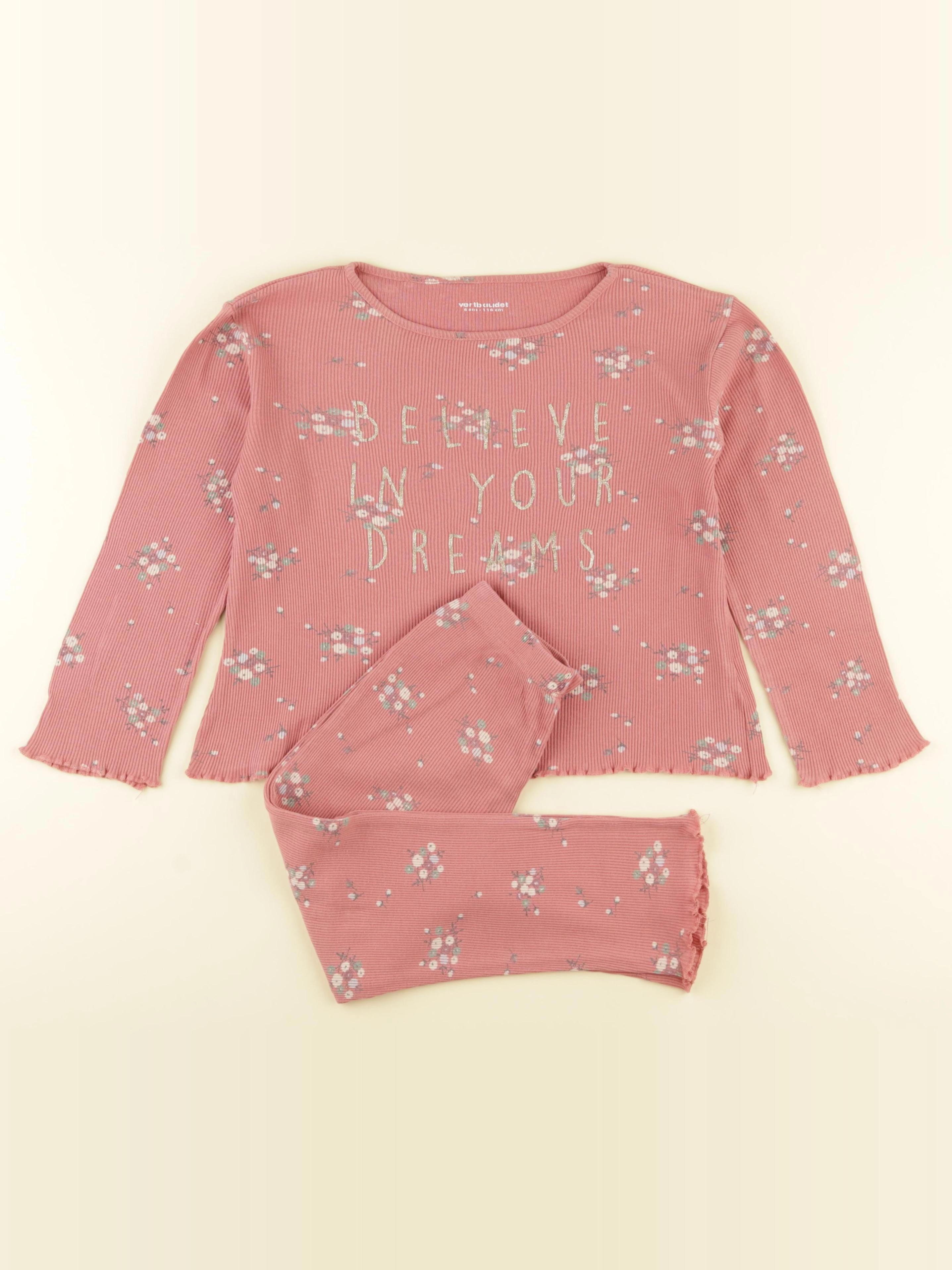 Vertbaudet - pyjama coton rose - 6 ans
