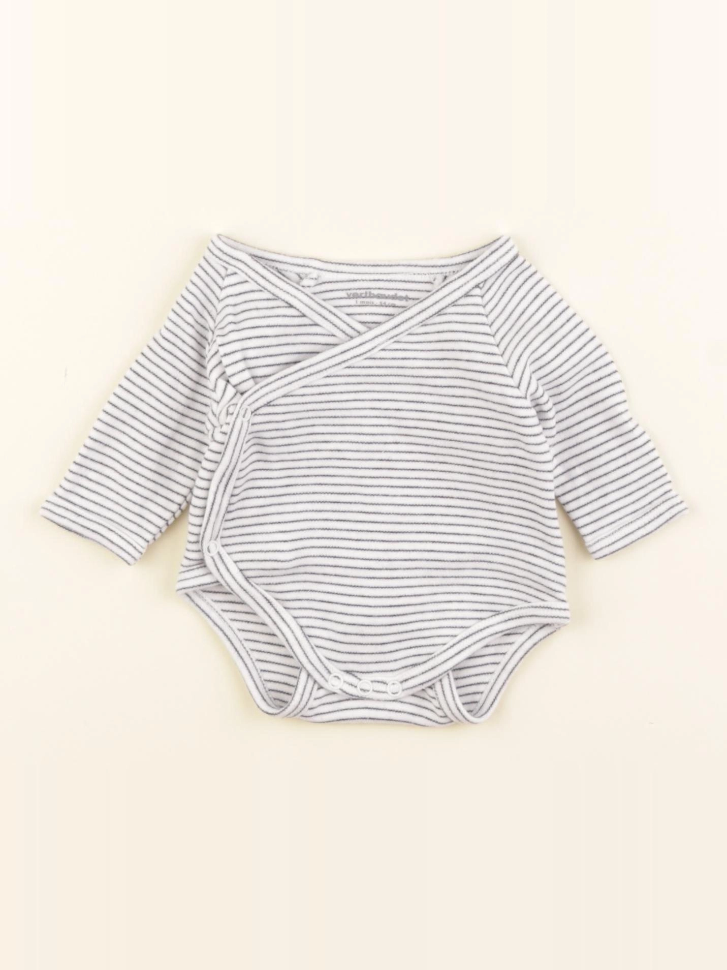 Vertbaudet - body blanc, bleu - 1 mois