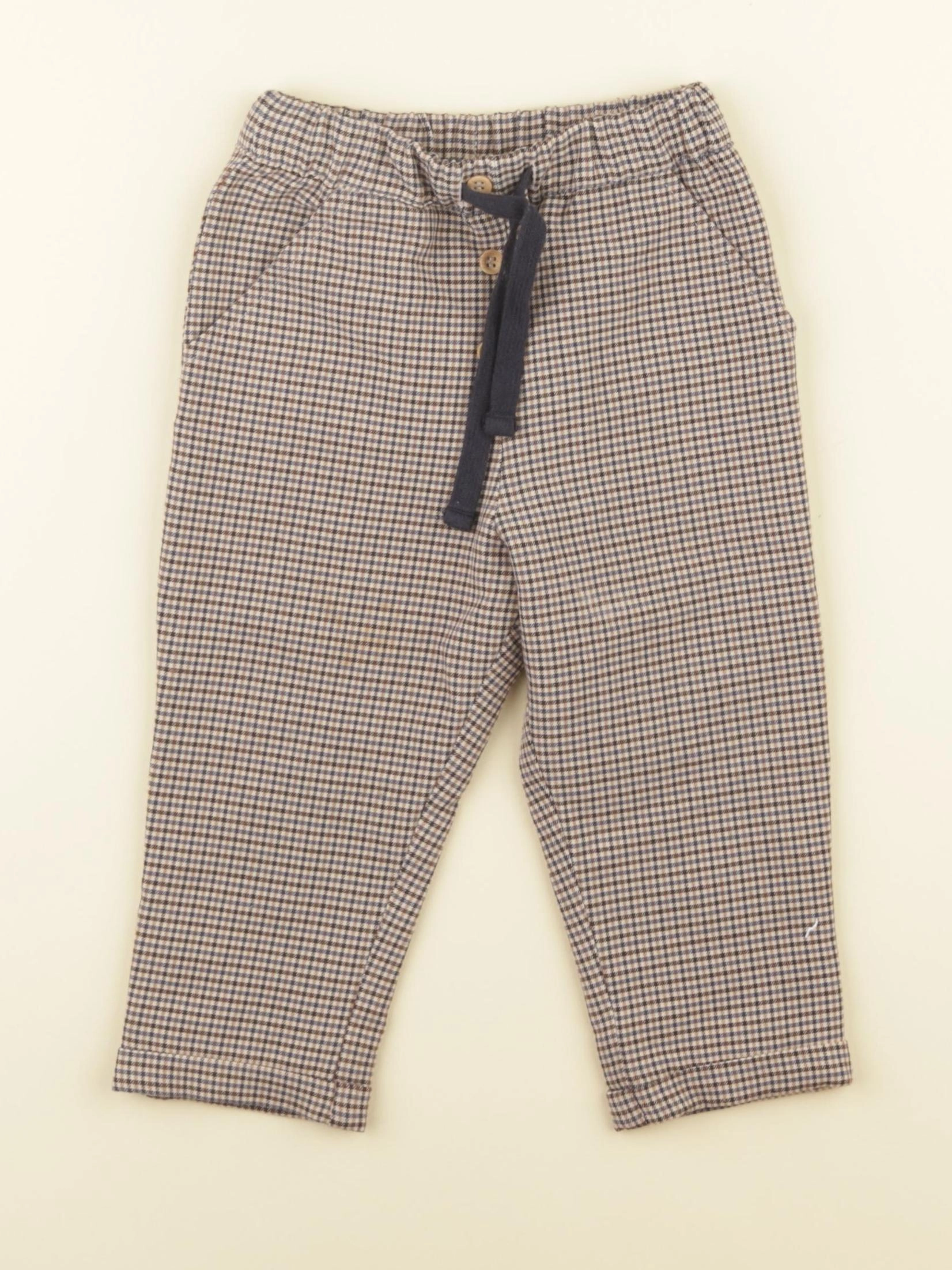 Boutchou - pantalon doublé marron, bleu - 18 mois