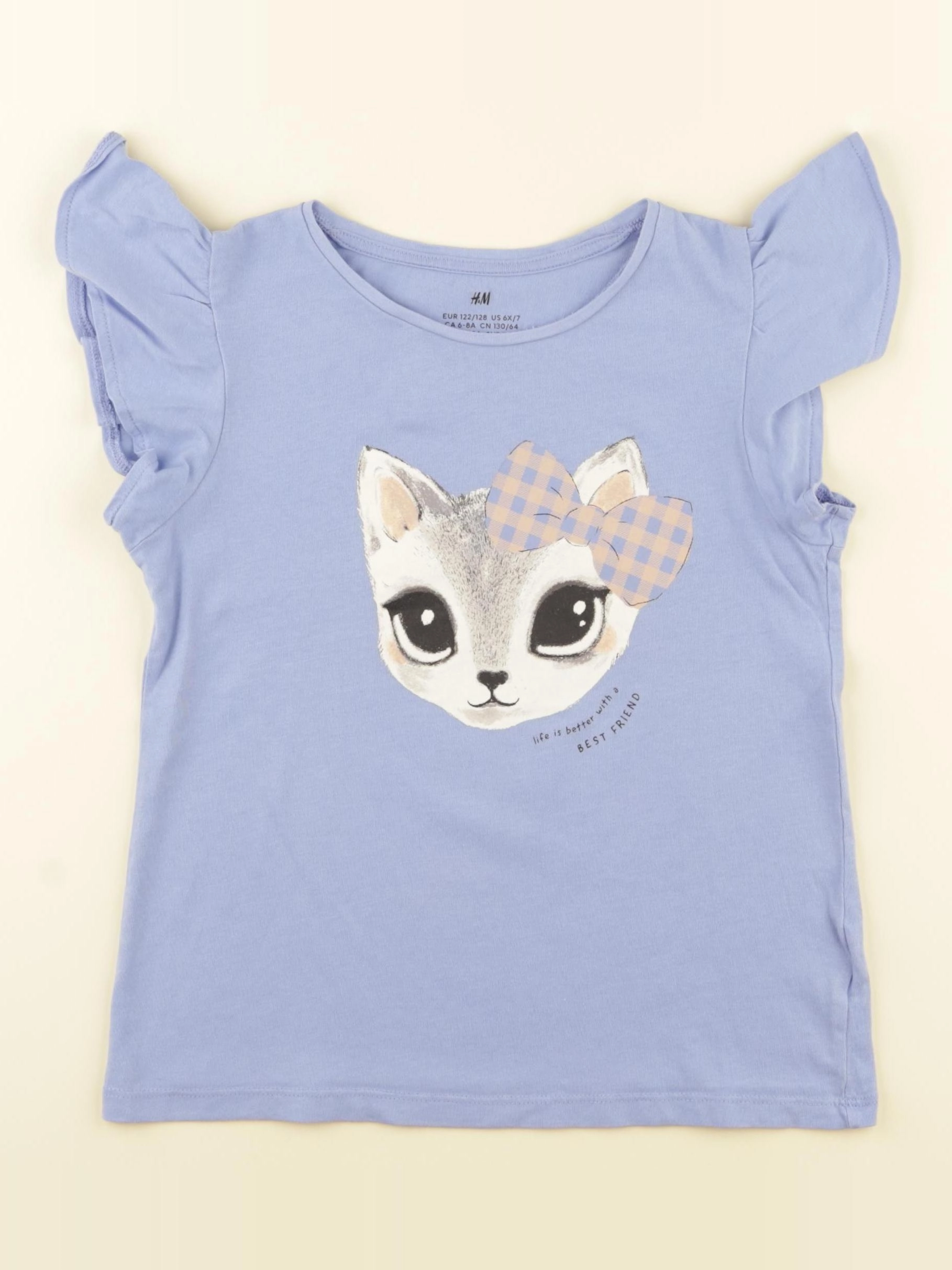 H&M - tee-shirt bleu - 6/8 ans