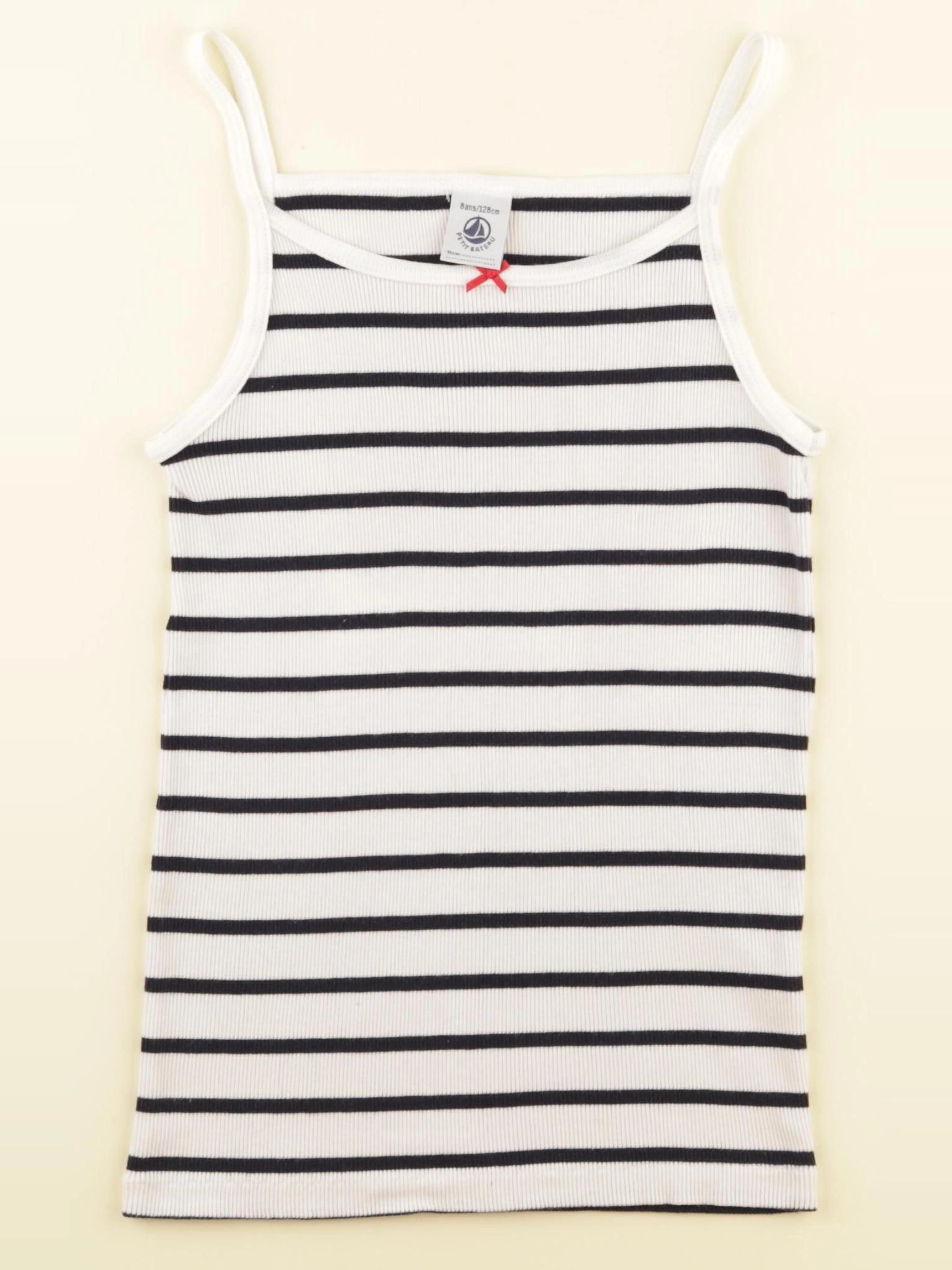 Petit Bateau - maillot de corps blanc, bleu - 8 ans