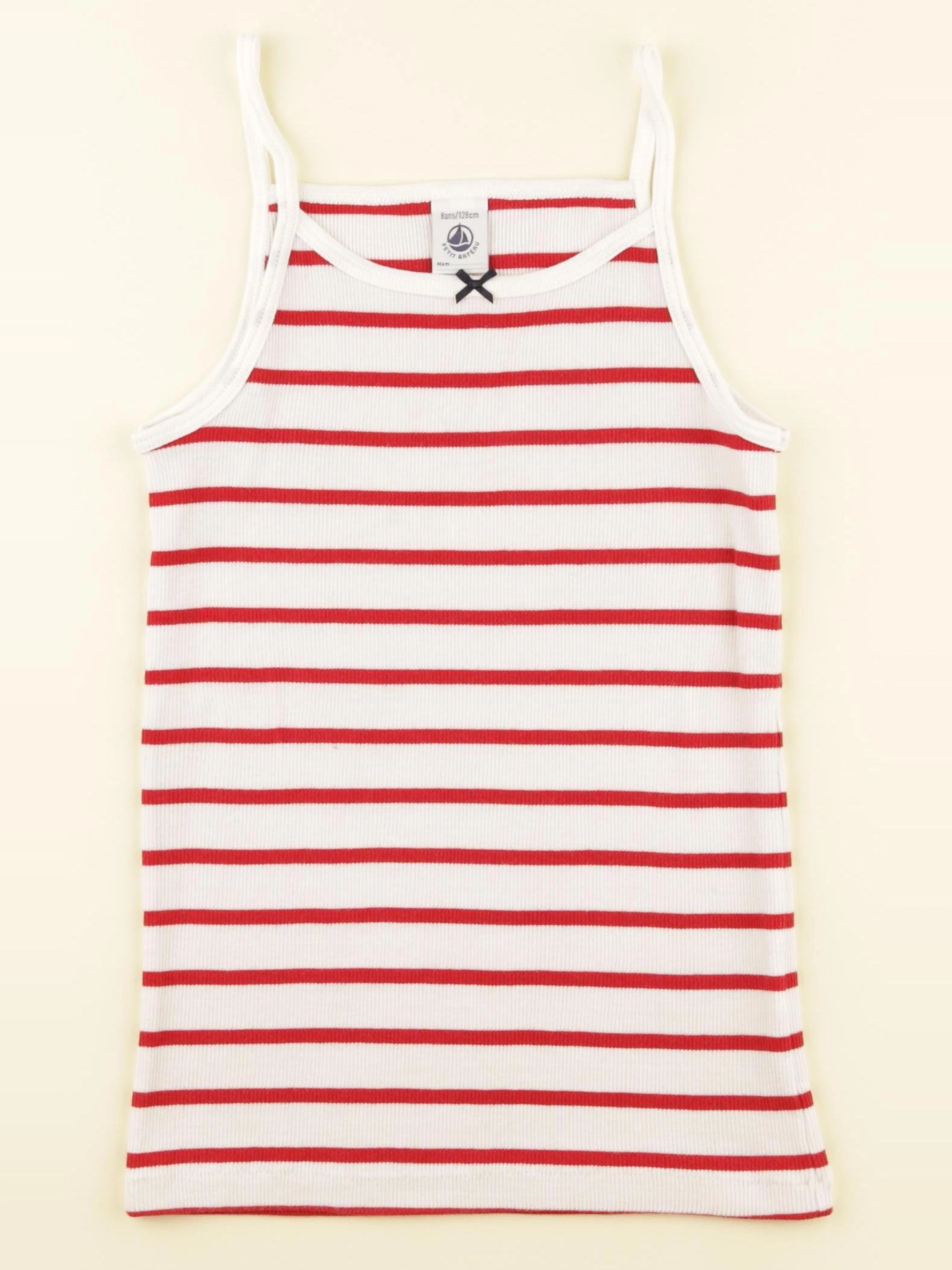 Petit Bateau - maillot de corps blanc, rouge - 8 ans