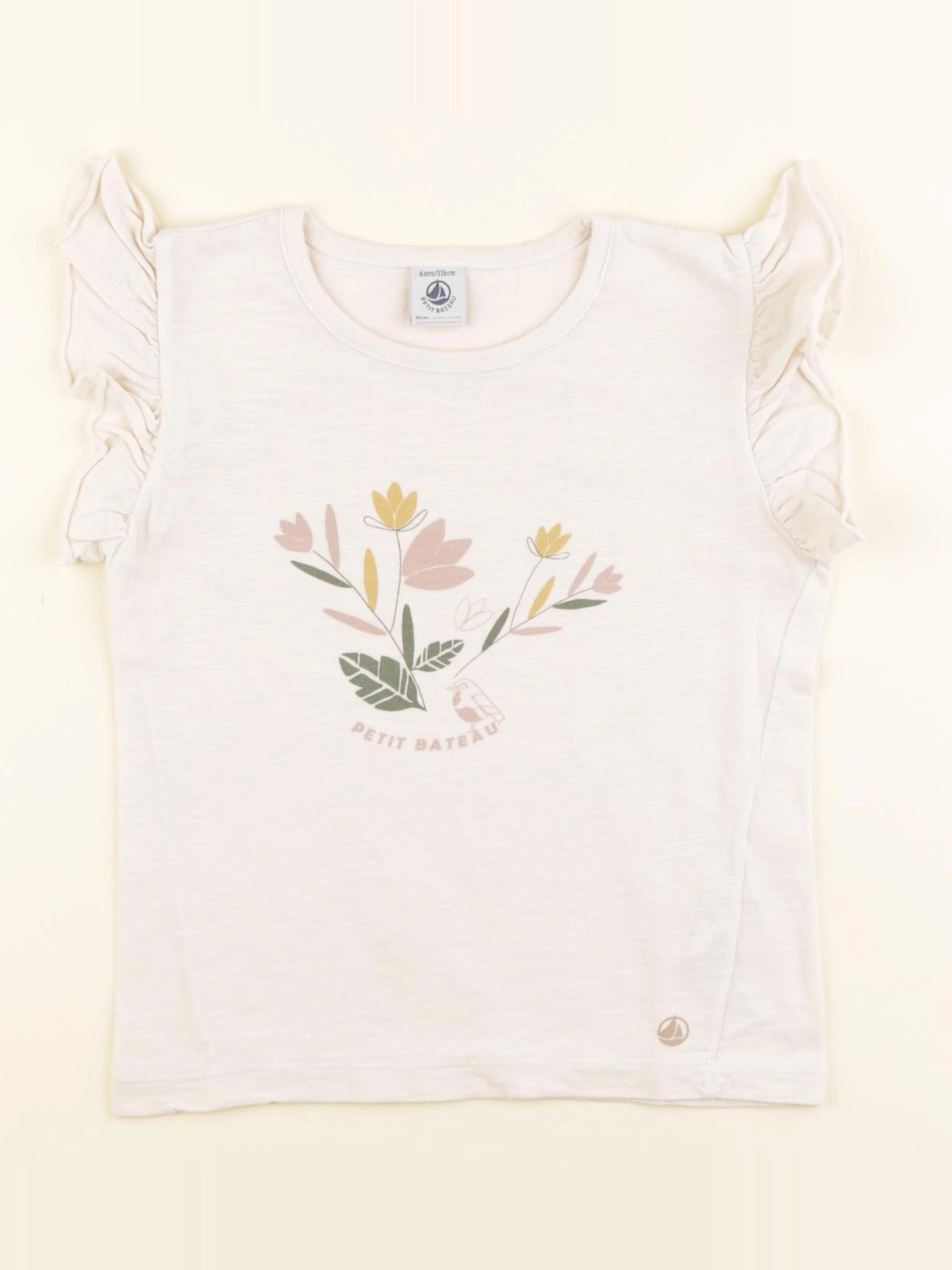 Petit Bateau - tee-shirt beige - 6 ans