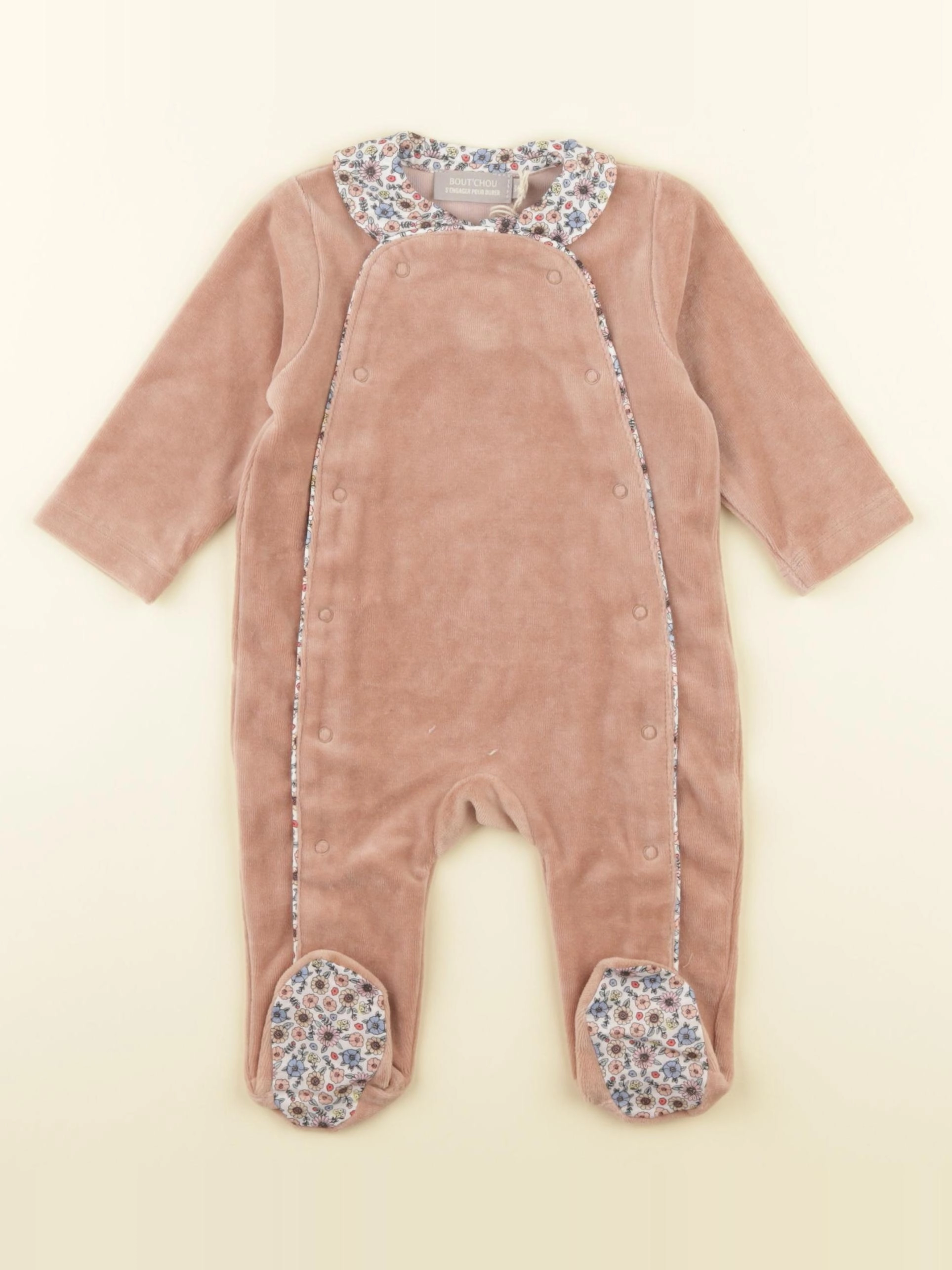 Boutchou - pyjama velours rose - 3 mois