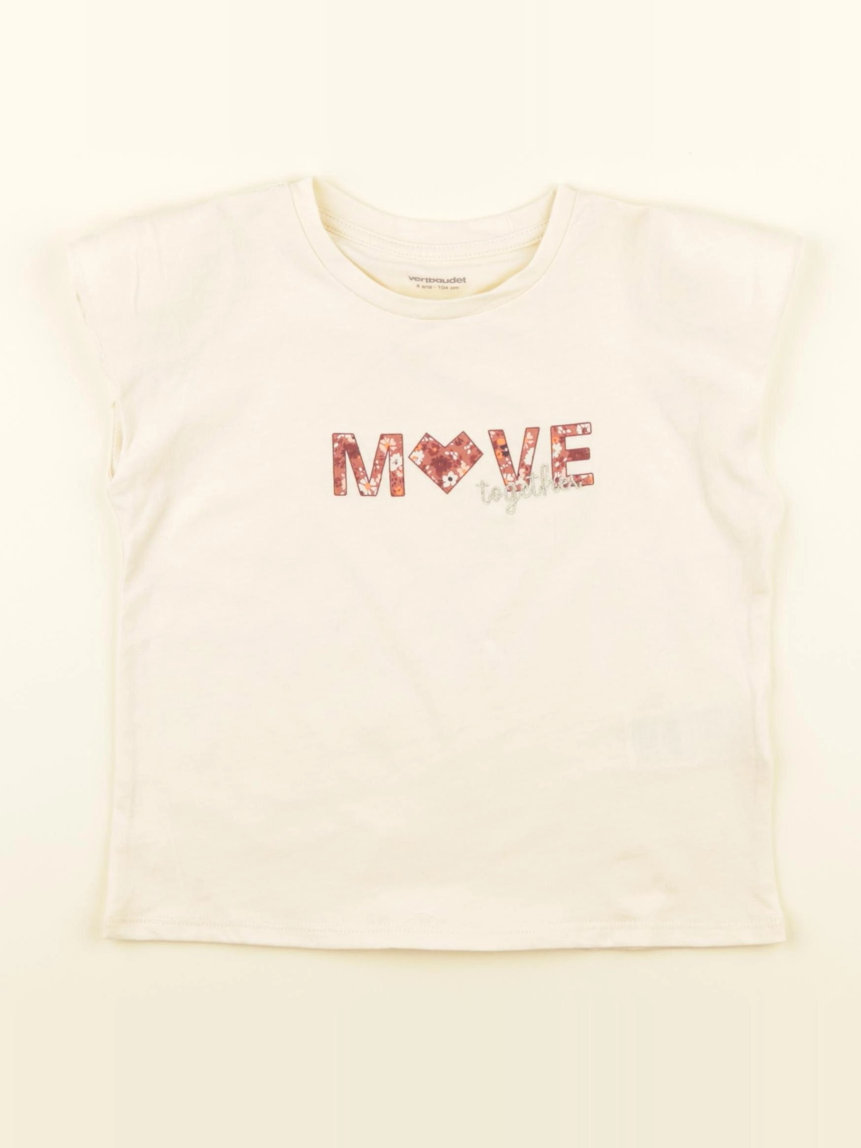 Vertbaudet - tee-shirt beige - 4 ans