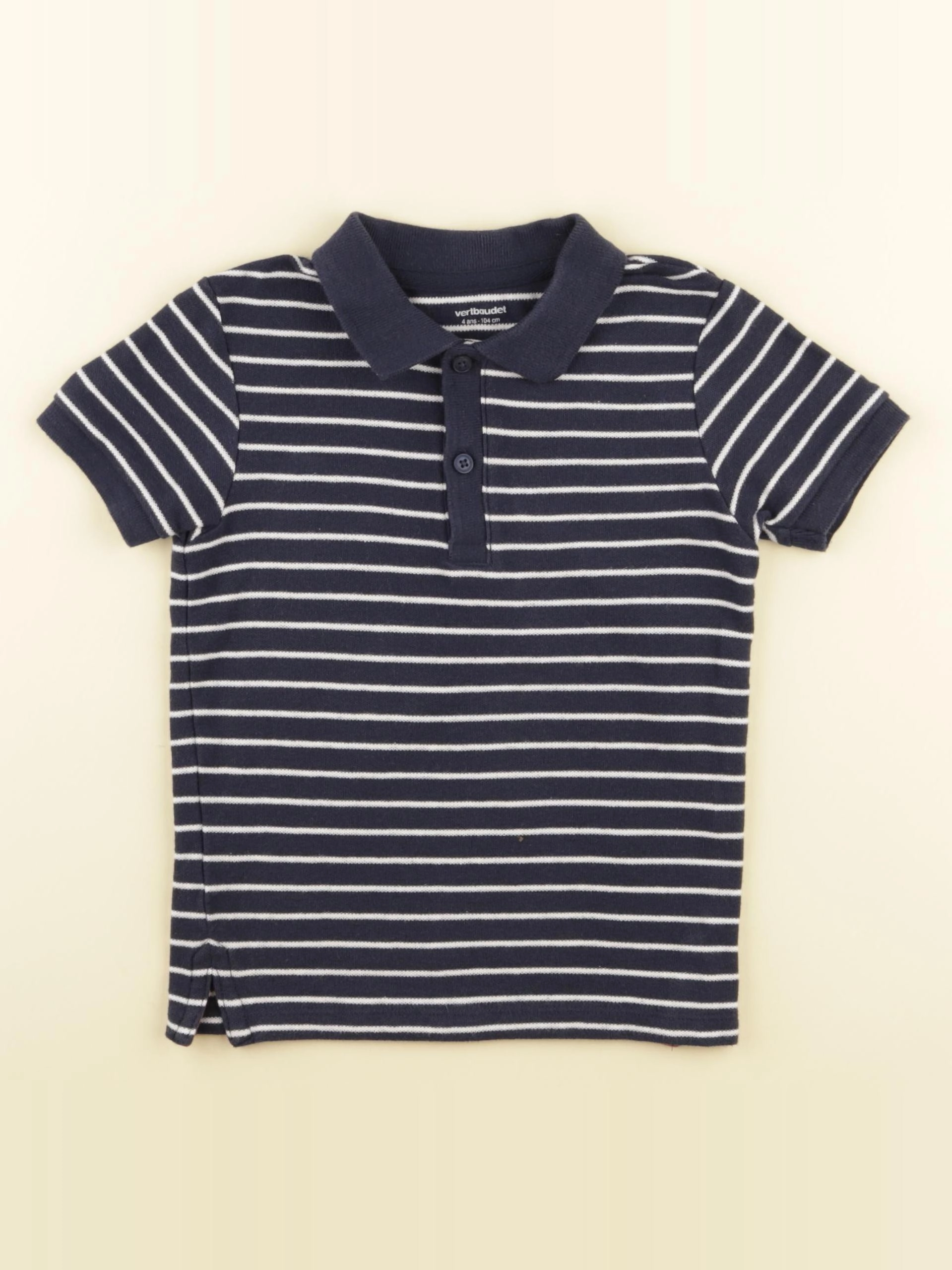 Vertbaudet - polo blanc, bleu - 4 ans
