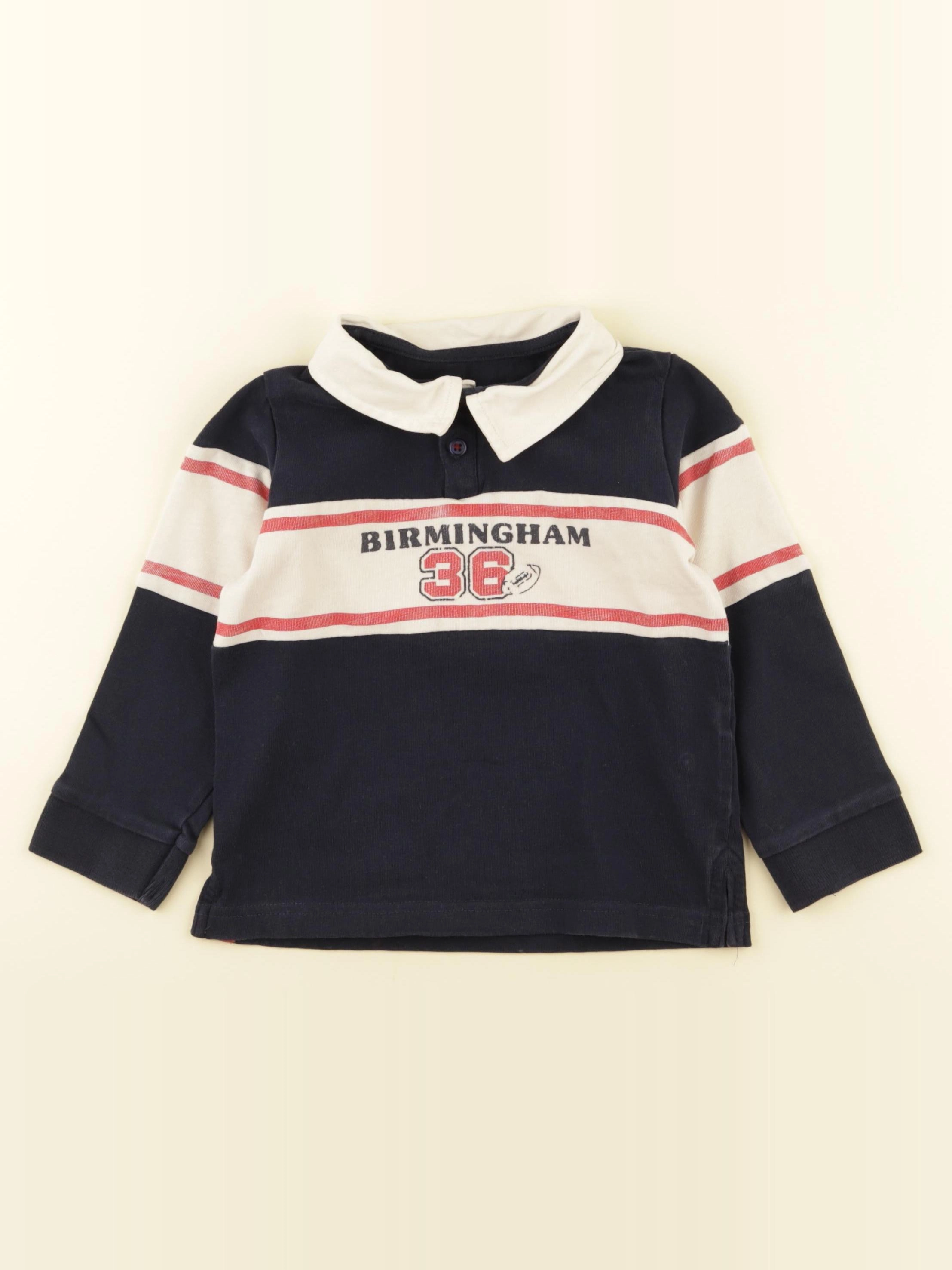 Vertbaudet - polo bleu, blanc - 4 ans