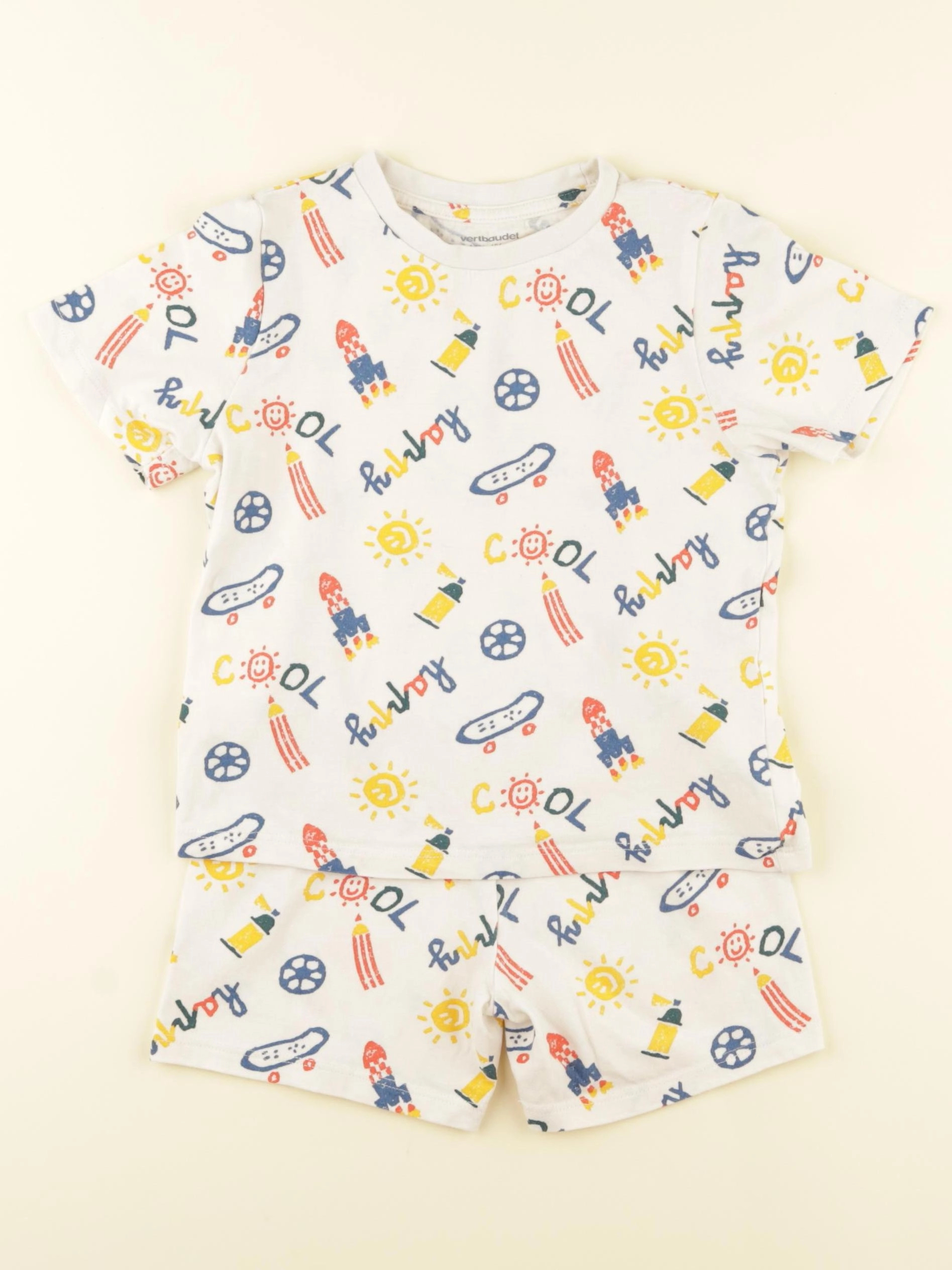 Vertbaudet - pyjama coton blanc, multicolore - 4 ans