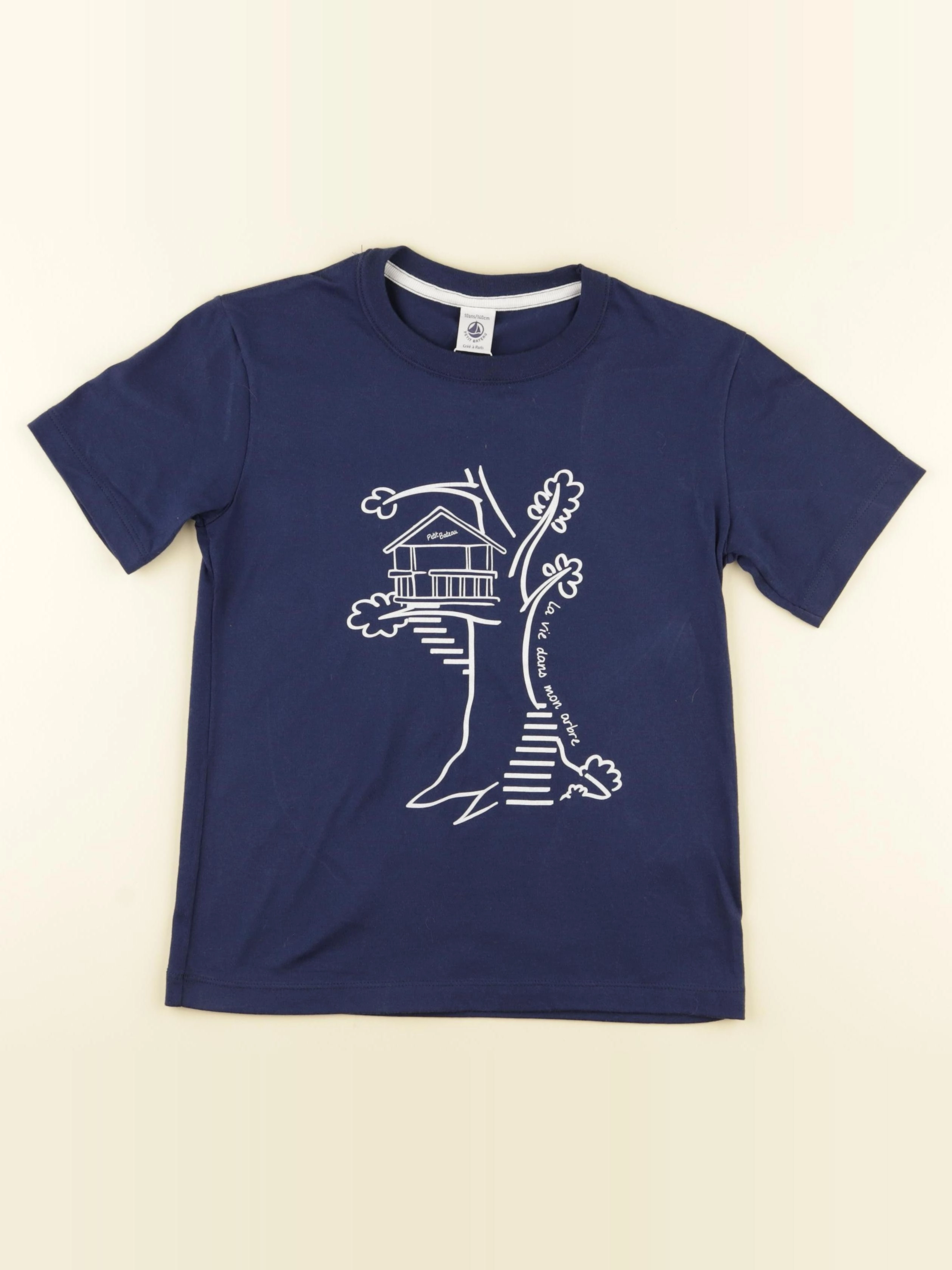 Petit Bateau - tee-shirt bleu - 10 ans