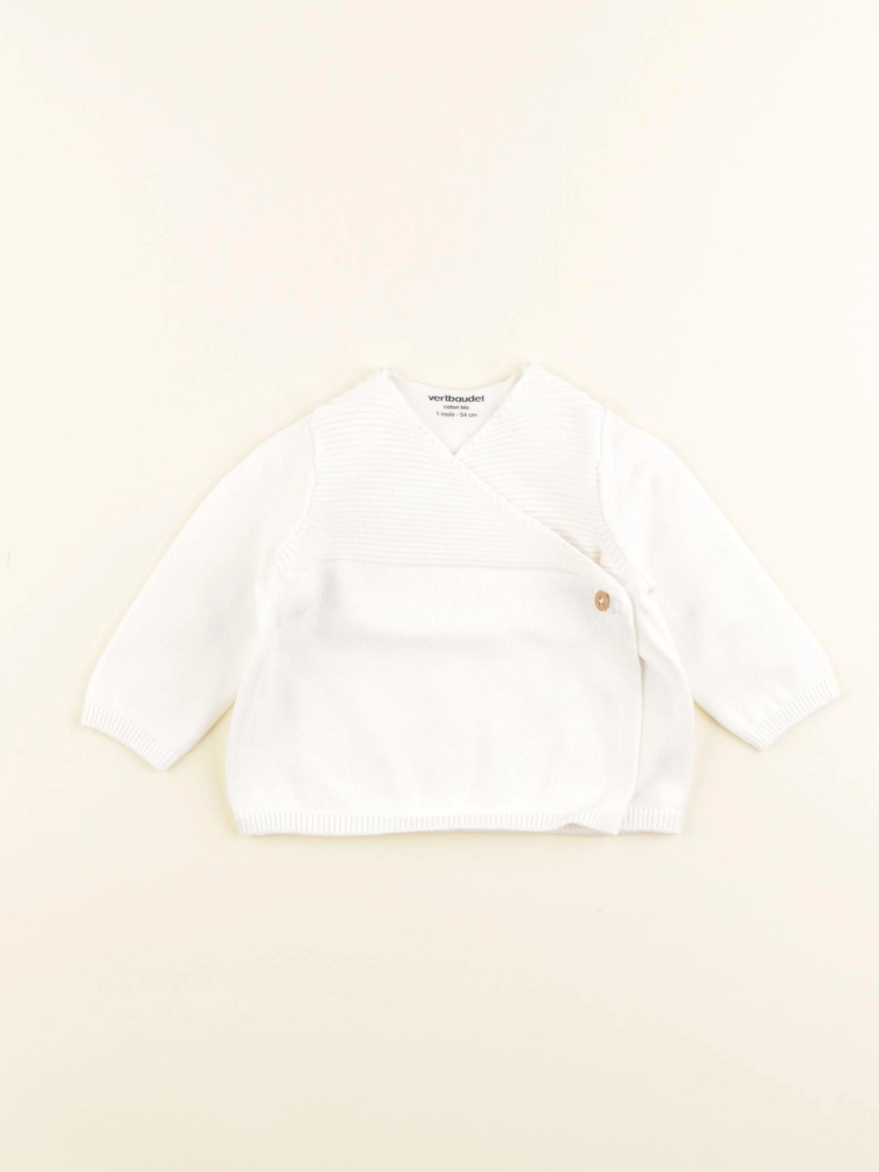 Vertbaudet - gilet beige - 1 mois