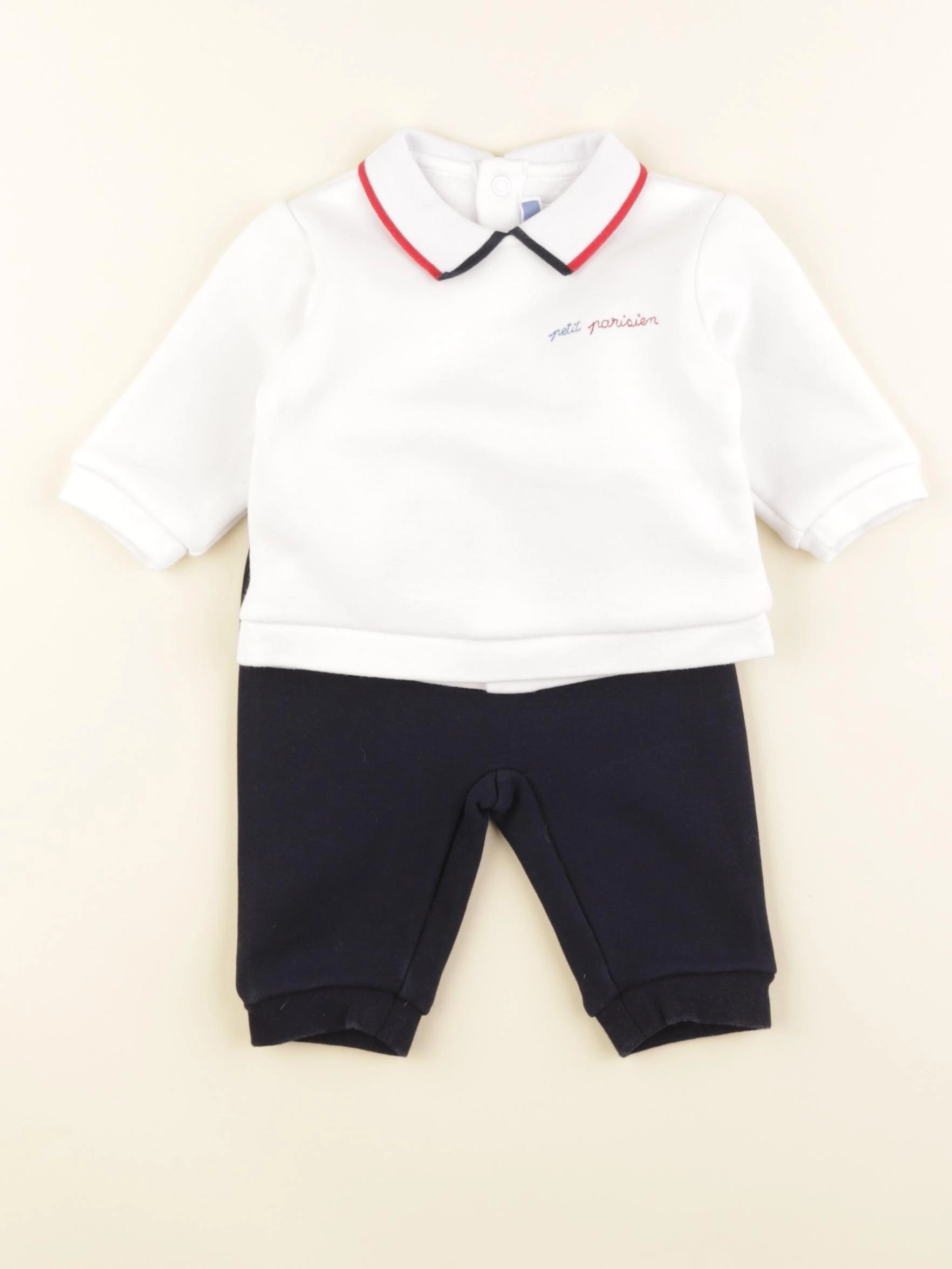 Jacadi - ensemble bleu, blanc - 3 mois