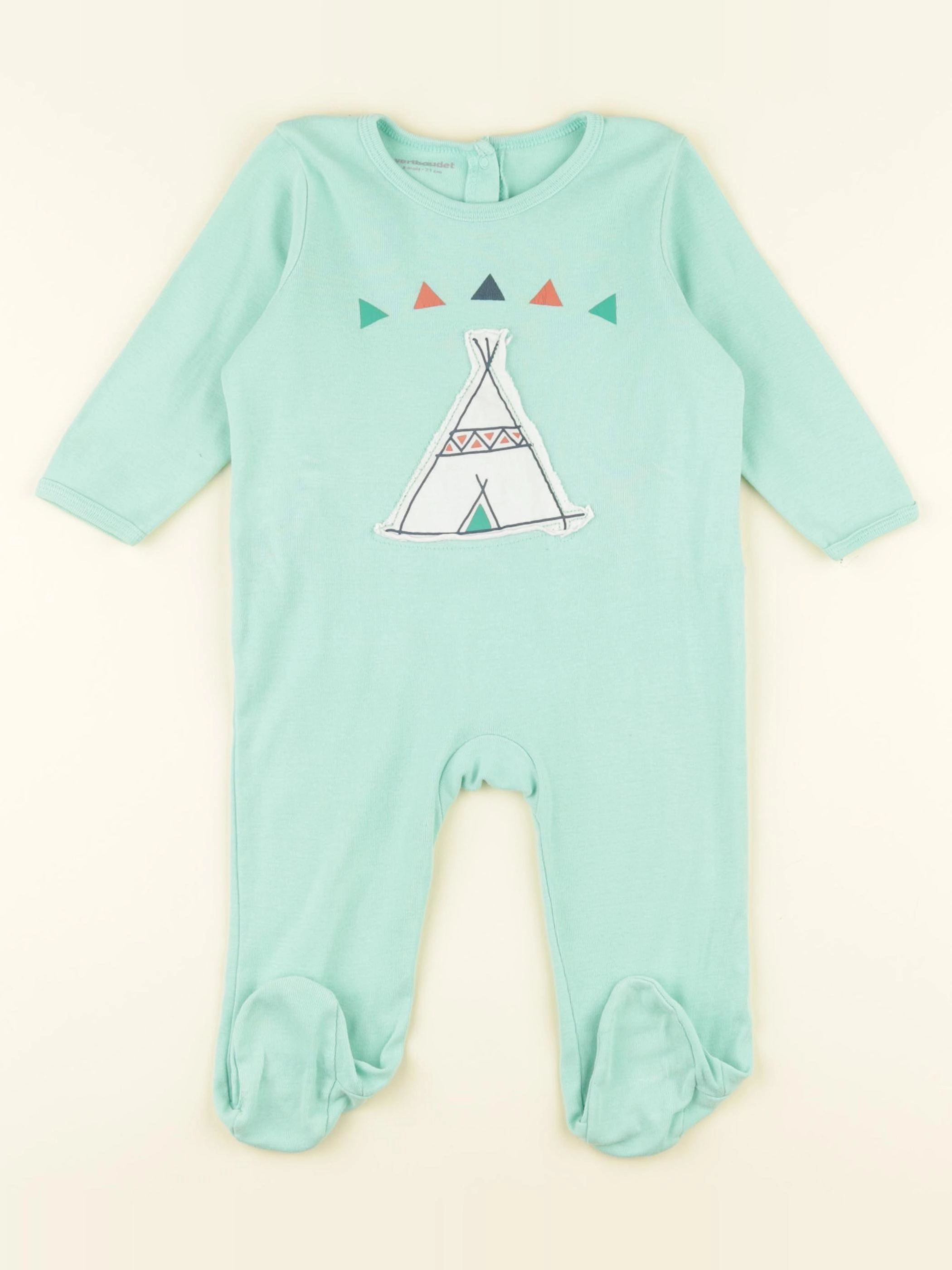 Vertbaudet - pyjama coton vert - 9 mois