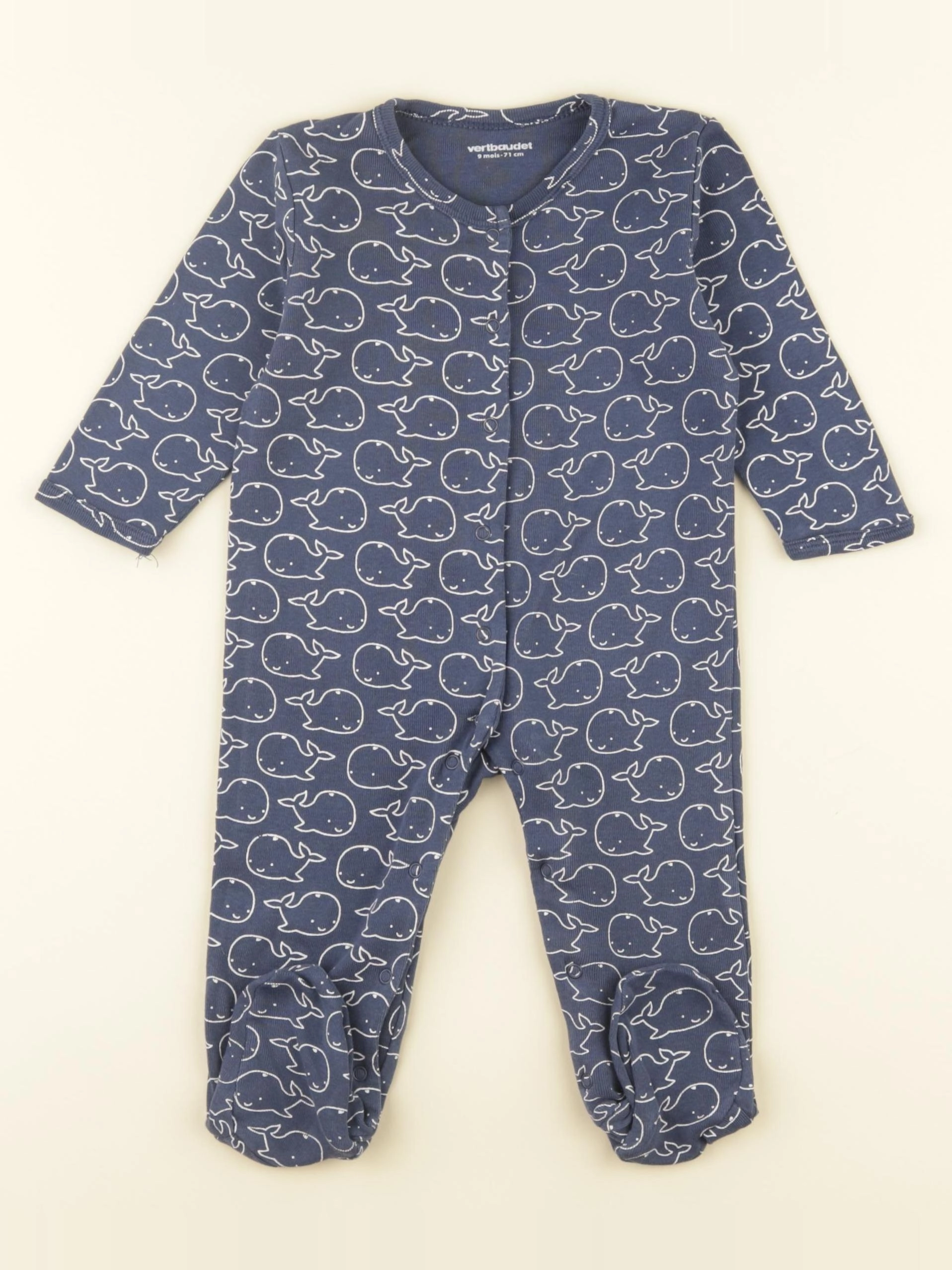 Vertbaudet - pyjama coton bleu - 9 mois